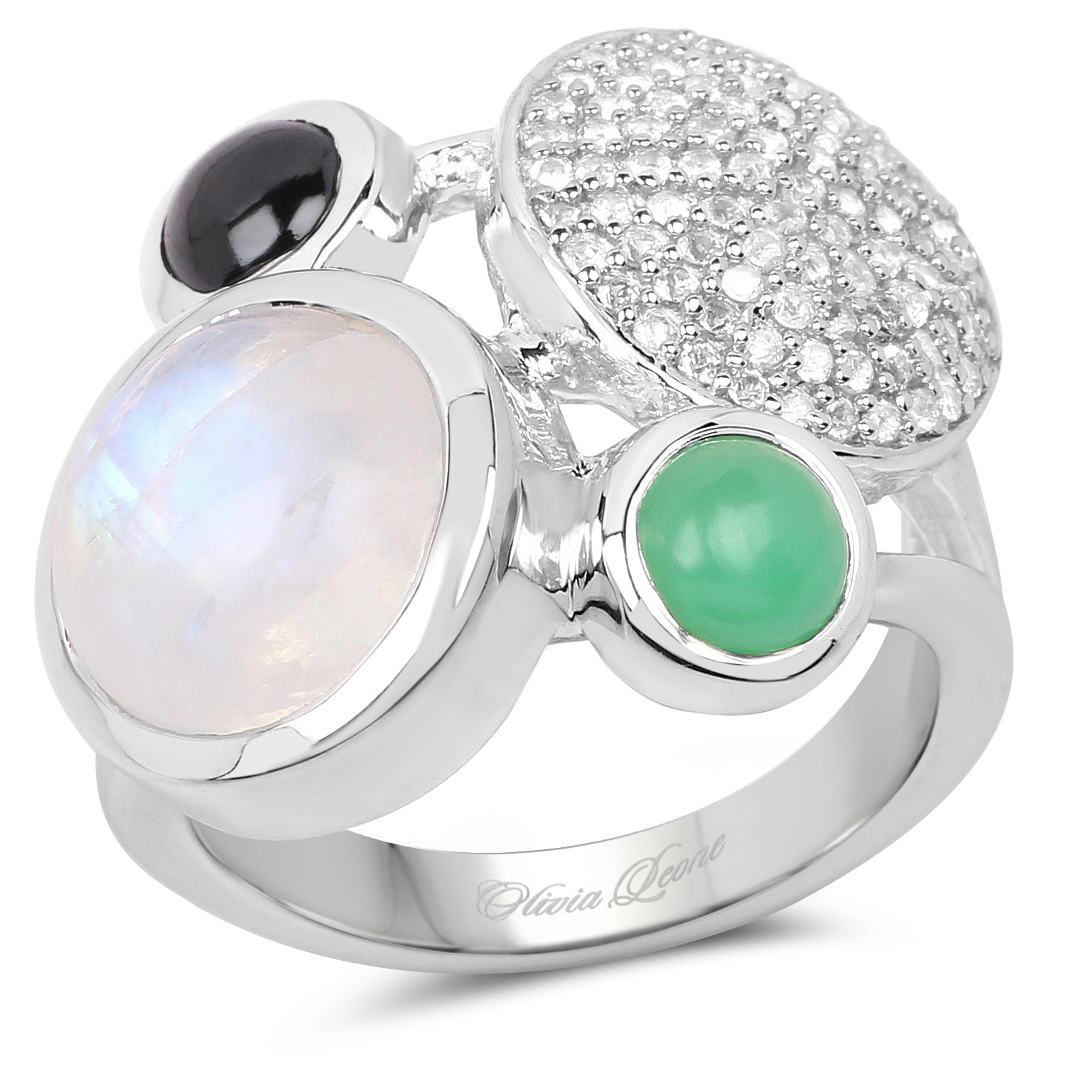 5.90 Carat Genuine Multi Stone .925 Sterling Silver Ring on sale at MyriadMart