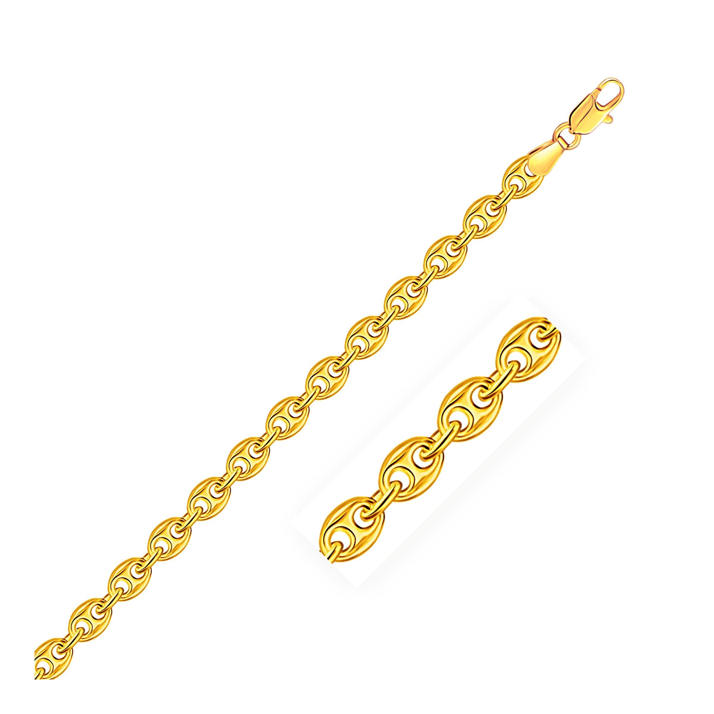4.7mm 14k Yellow Gold Puffed Mariner Link Chain on sale at MyriadMart