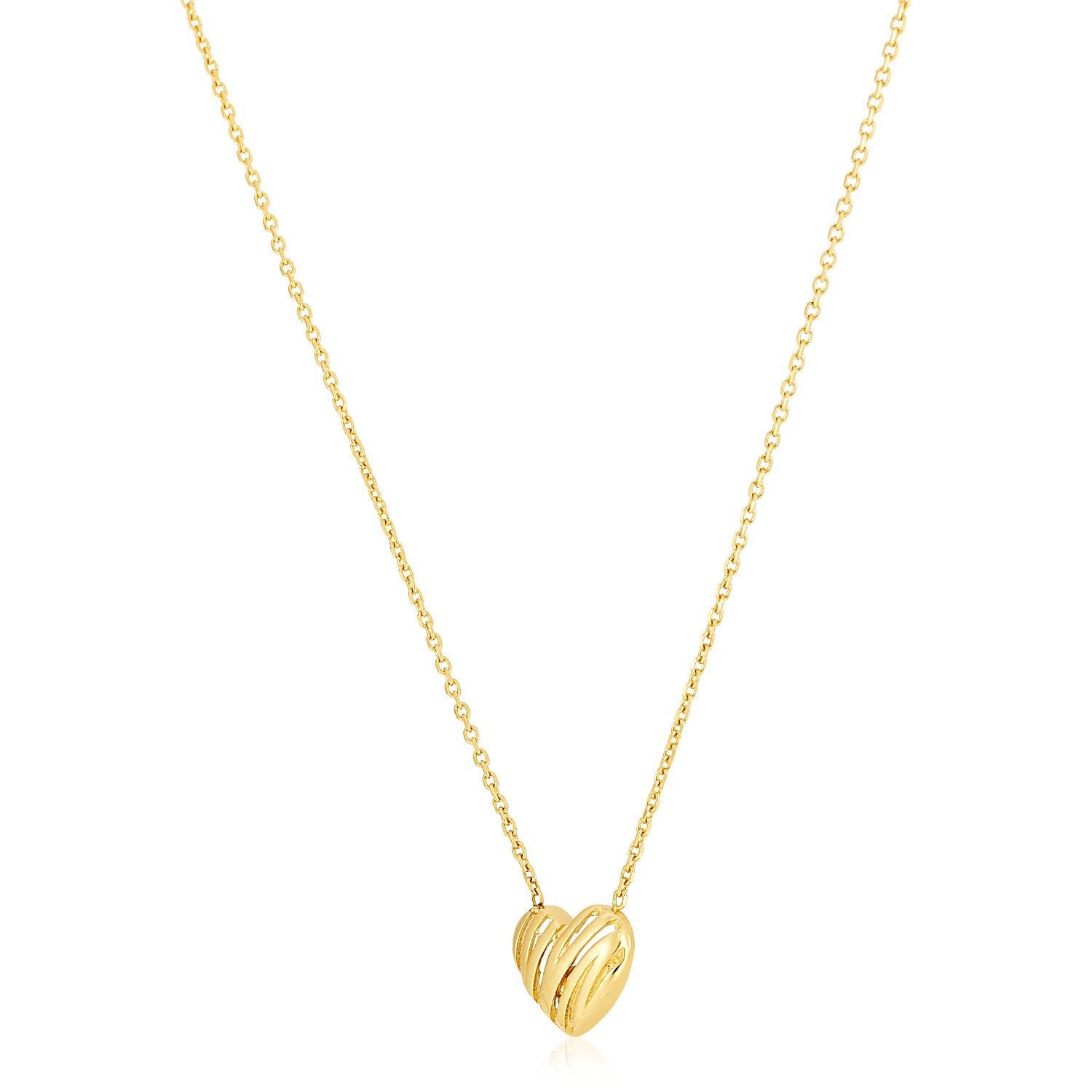 14k Yellow Gold High Polish Scribbles Heart Necklace on sale at MyriadMart