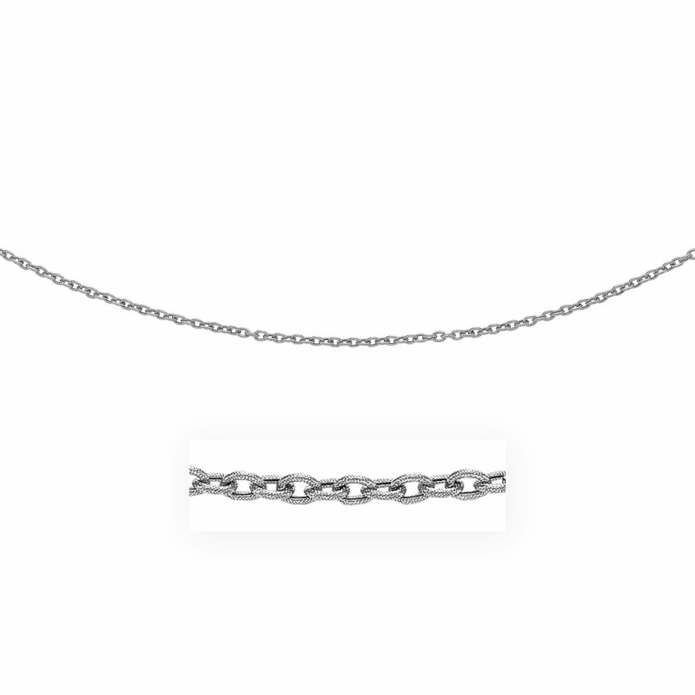 3.5mm 14k White Gold Pendant Chain with Textured Links on sale at MyriadMart