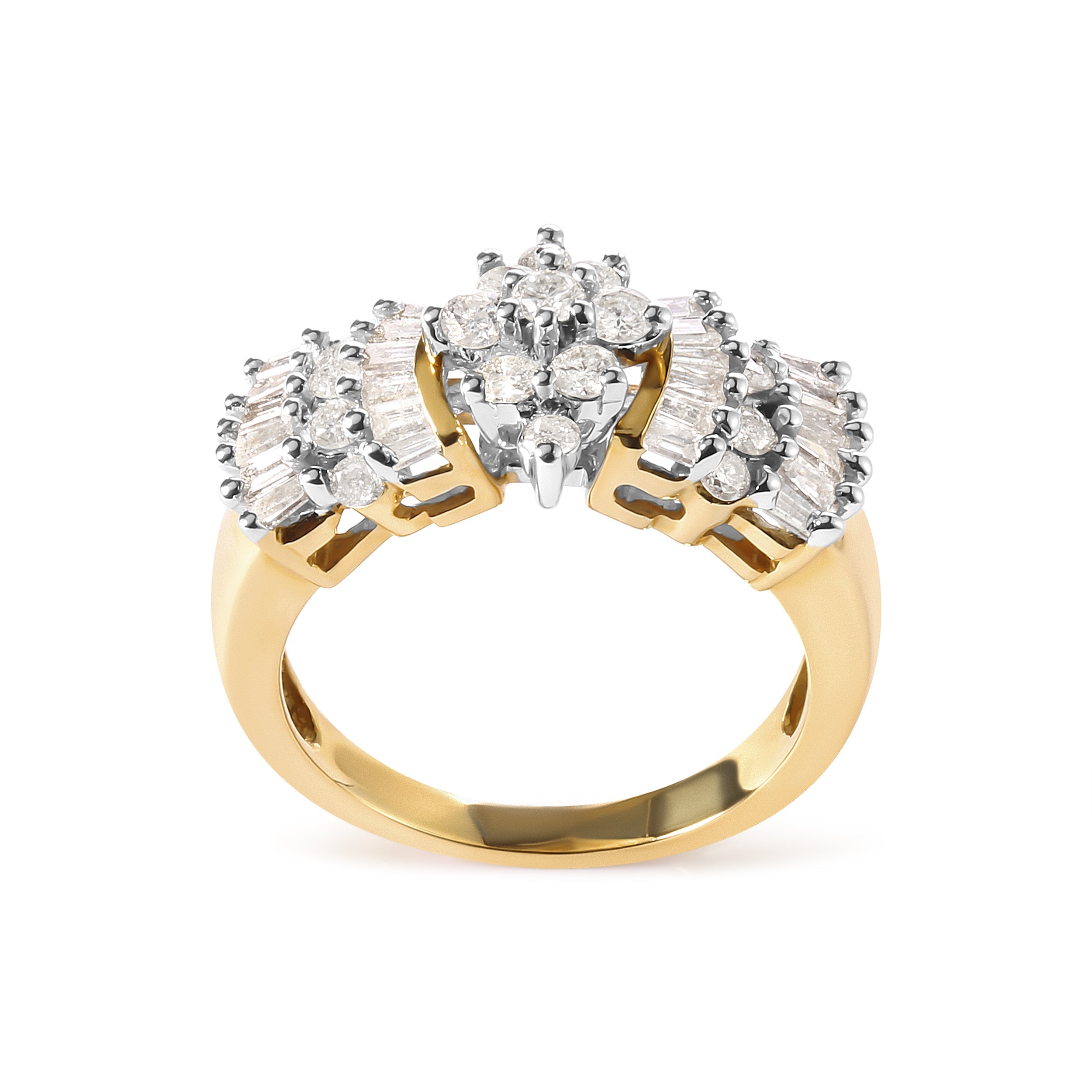 10K Yellow Gold 1.00 Cttw Diamond Starburst Ring Band H-I Color, I1-I2 Clarity - Ring Size 7 on sale at MyriadMart