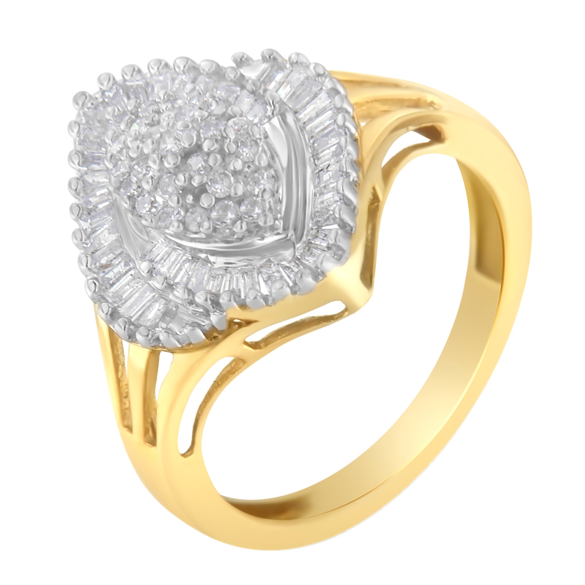 10K Yellow Gold Diamond Cocktail Ring 1/2 Cttw, J-K Color, I2-I3 Clarity - Size 6-1/2 on sale at MyriadMart