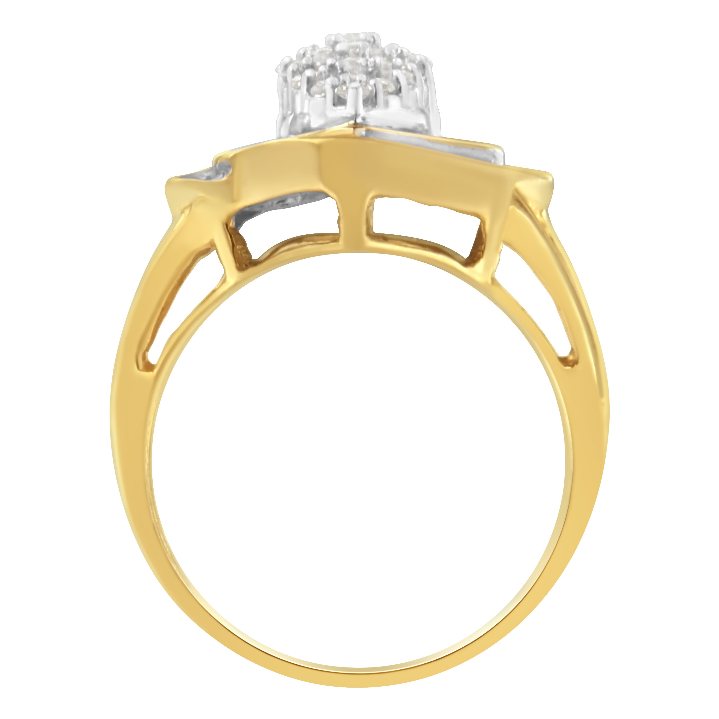 10K Yellow Gold Diamond Cluster Ring 3/4 Cttw, J-K Color, I2-I3 Clarity - Size 6 on sale at MyriadMart
