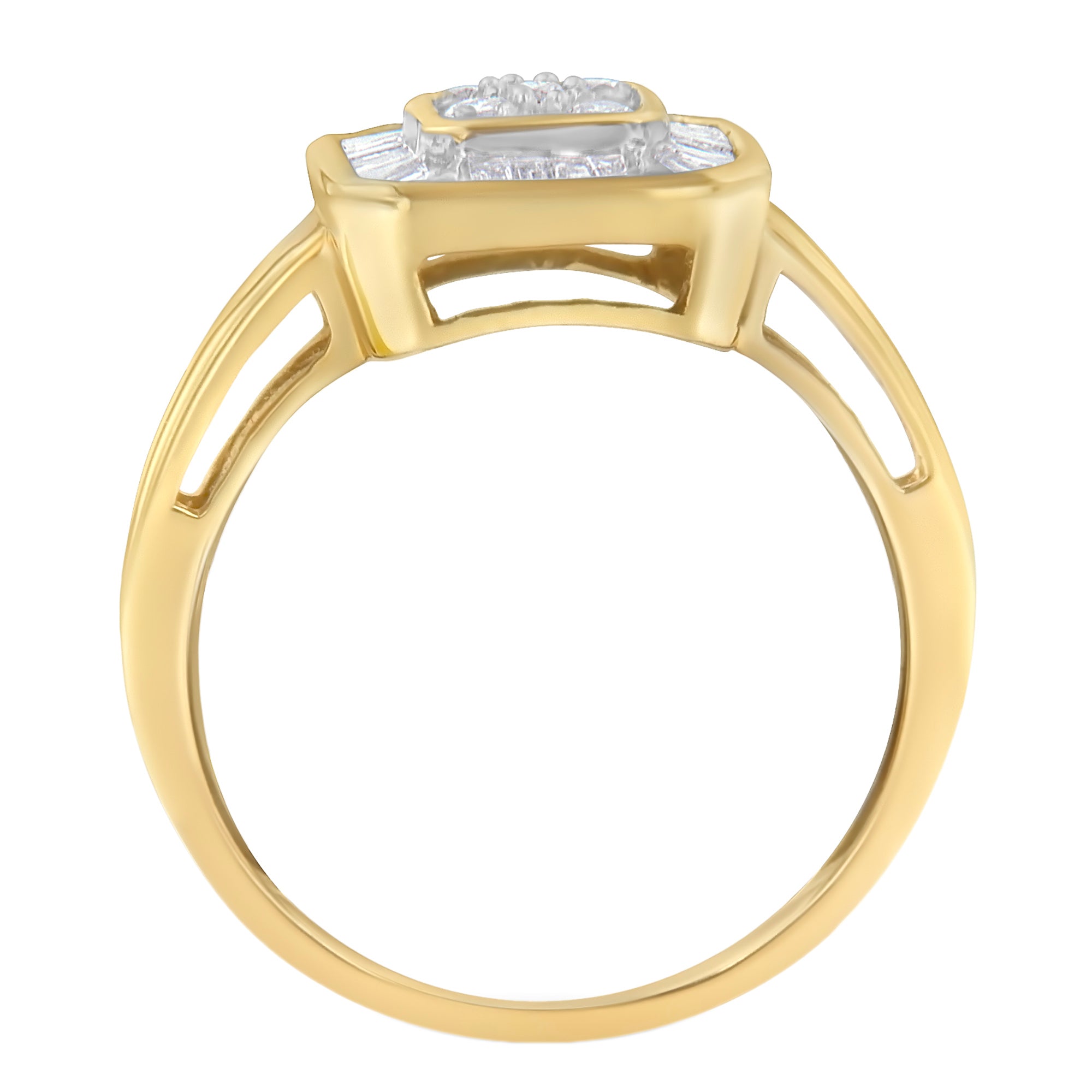 10K Yellow Gold Diamond Cocktail Ring 1/2 Cttw, I-J Color, SI2-I1 Clarity - Size 6 on sale at MyriadMart