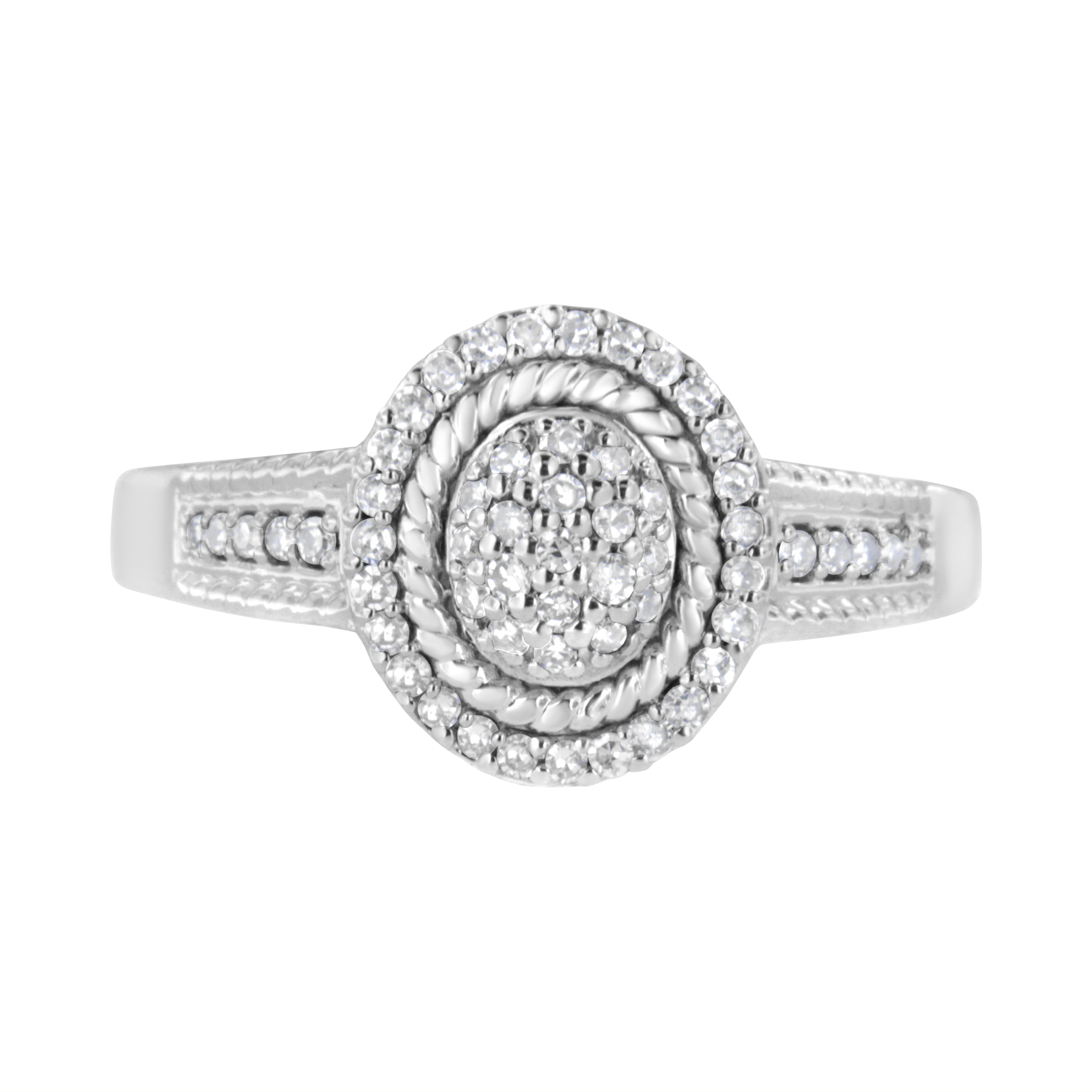 .925 Sterling Silver 1/3 Cttw Pave Set Round-Cut Diamond Braided Halo Cocktail Ring I-J Color, I2-I3 Clarity - Size 7 on sale at MyriadMart