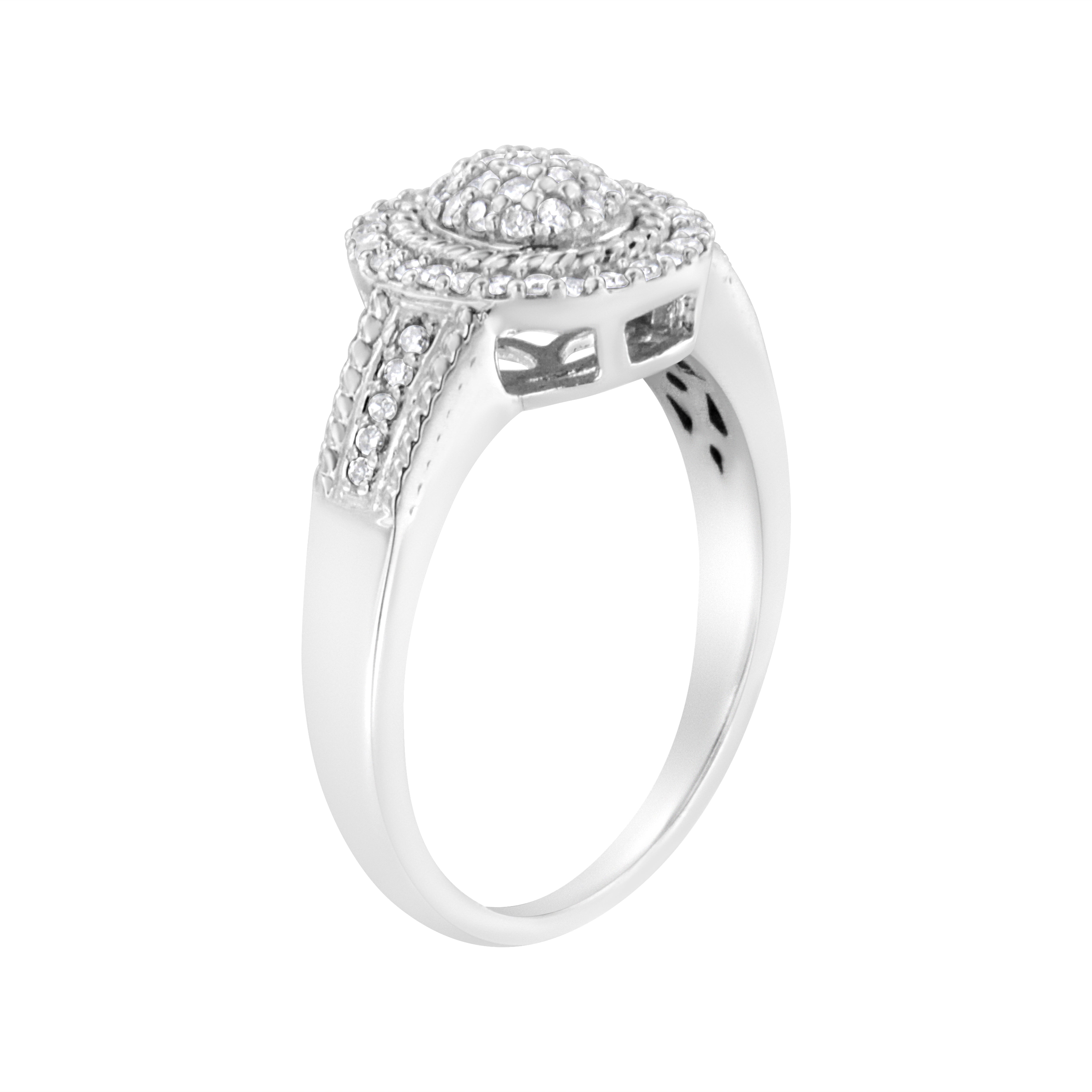 .925 Sterling Silver 1/3 Cttw Pave Set Round-Cut Diamond Braided Halo Cocktail Ring I-J Color, I2-I3 Clarity - Size 7 on sale at MyriadMart