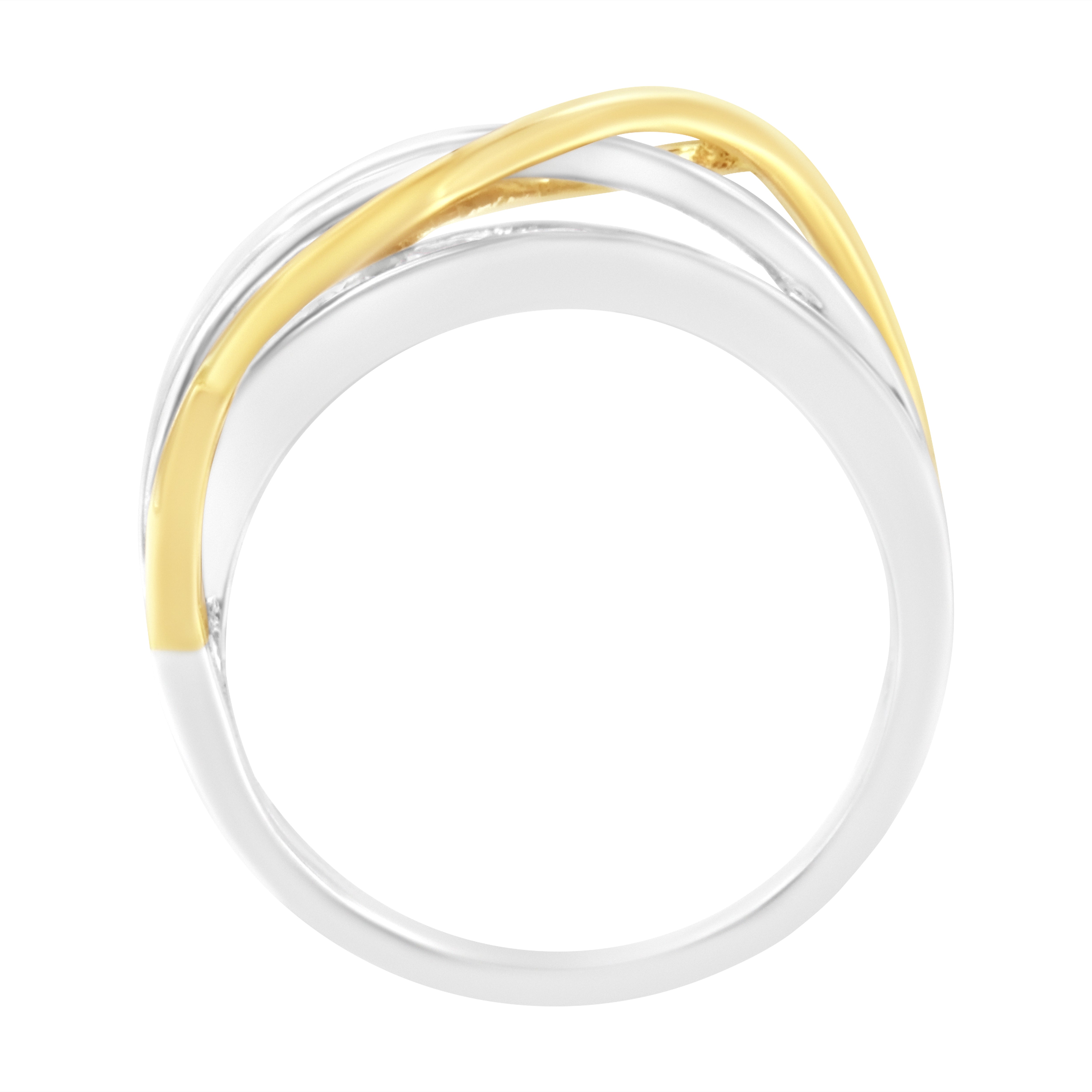 10K White and Yellow Gold 1 1/10 cttw Channel-Set Diamond Bypass Band Ring J Color, I3 Clarity - Size 7 on sale at MyriadMart