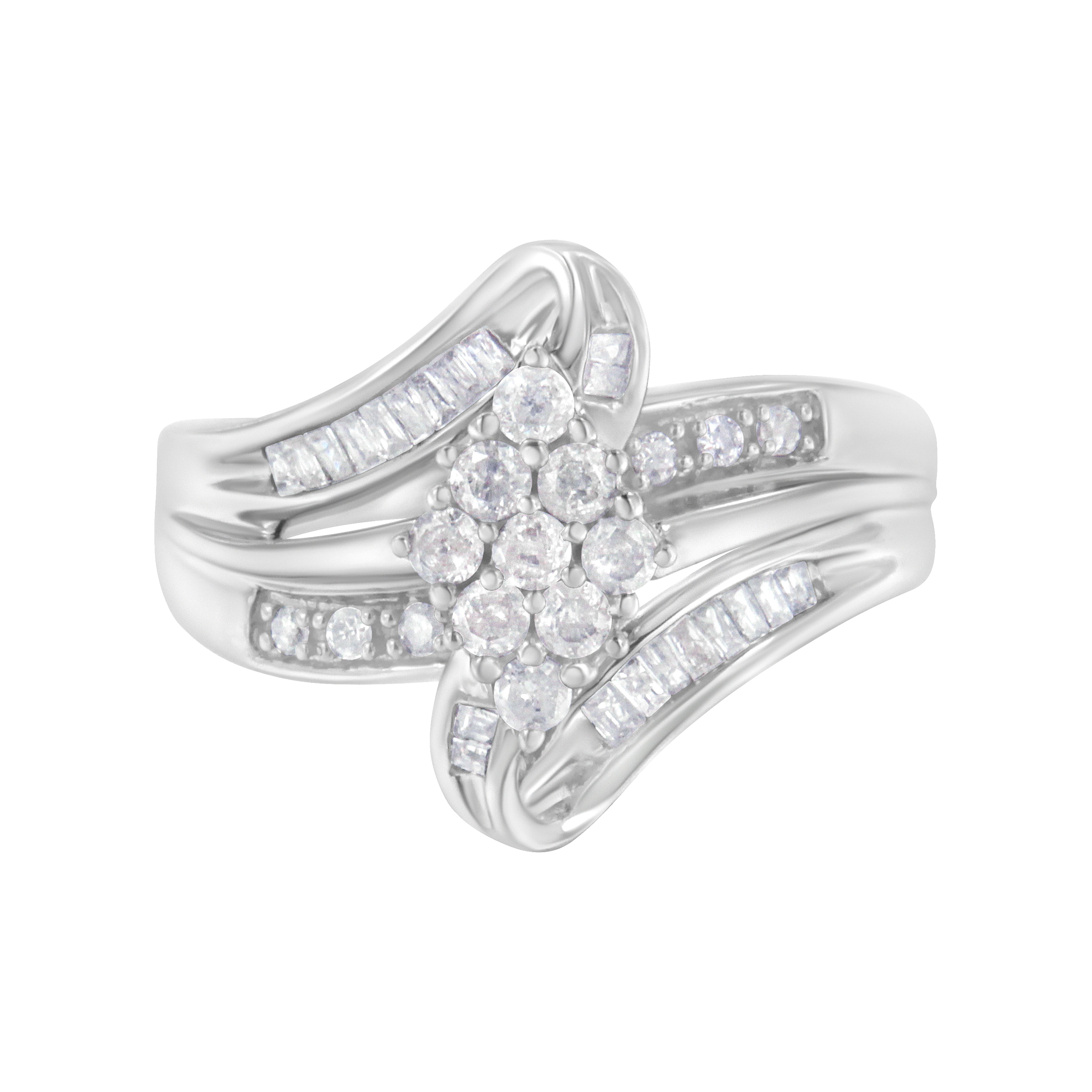 10K White Gold 1/2 cttw Diamond Cluster Ring H-I Clarity, I2-I3 Color - Size 6 on sale at MyriadMart