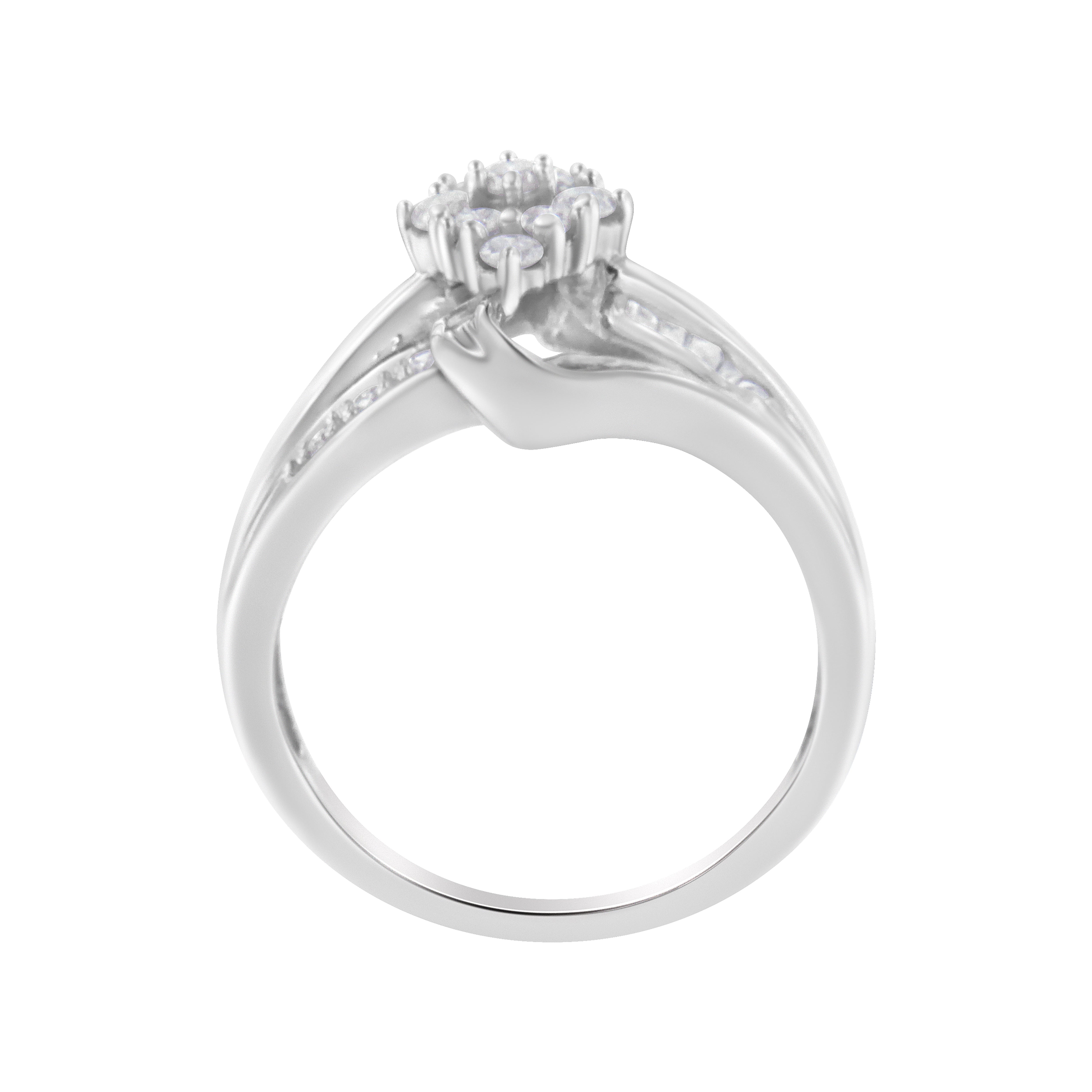 10K White Gold 1/2 cttw Diamond Cluster Ring H-I Clarity, I2-I3 Color - Size 6 on sale at MyriadMart