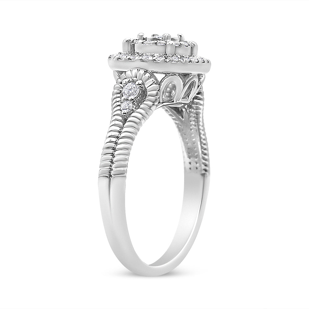 .925 Sterling Silver 1/3 Cttw Miracle Set Round-Cut Diamond Cocktail Ring H-I Color, I1-I2 Clarity - Size 7 on sale at MyriadMart