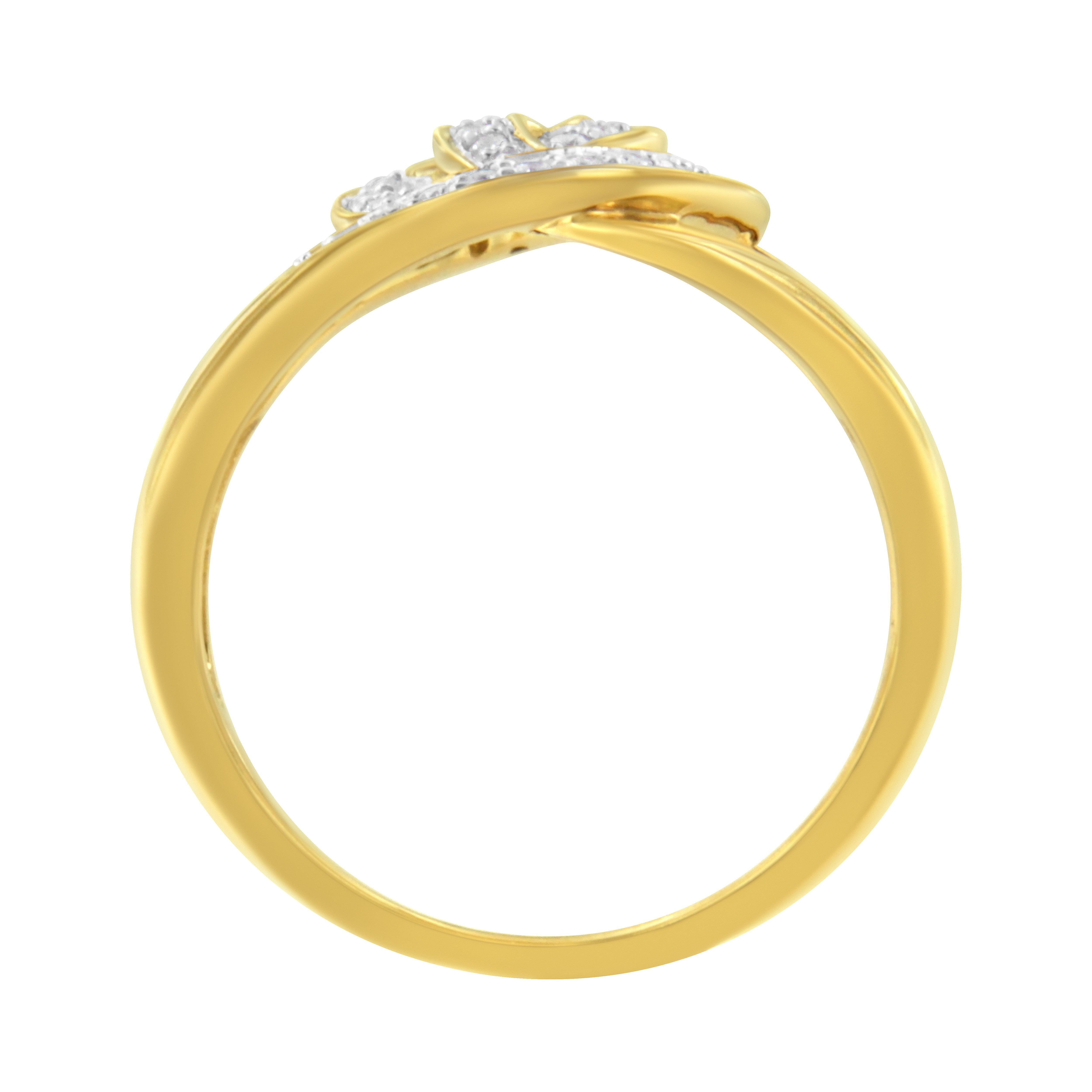 14K Yellow Gold Plated .925 Sterling Silver 1/4 Cttw Diamond Interlocking Loop Open Shank Bypass Ring I-J Color, I1-I2 Clarity - Size 7 on sale at MyriadMart