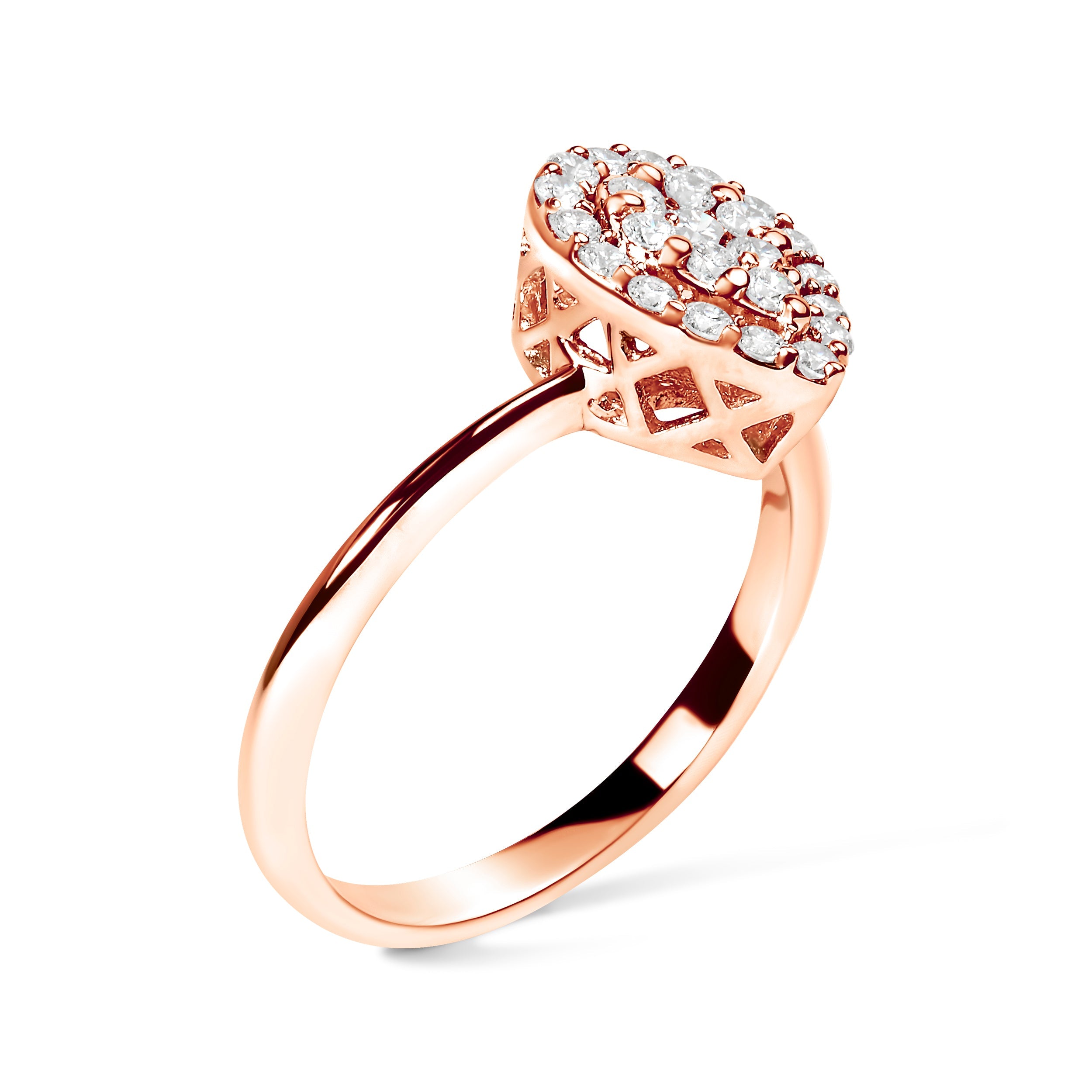10K Rose Gold 3/8 Cttw Round-Cut Diamond Pear Promise Ring I-J Color, I2-I3 Clarity - Size 7 on sale at MyriadMart