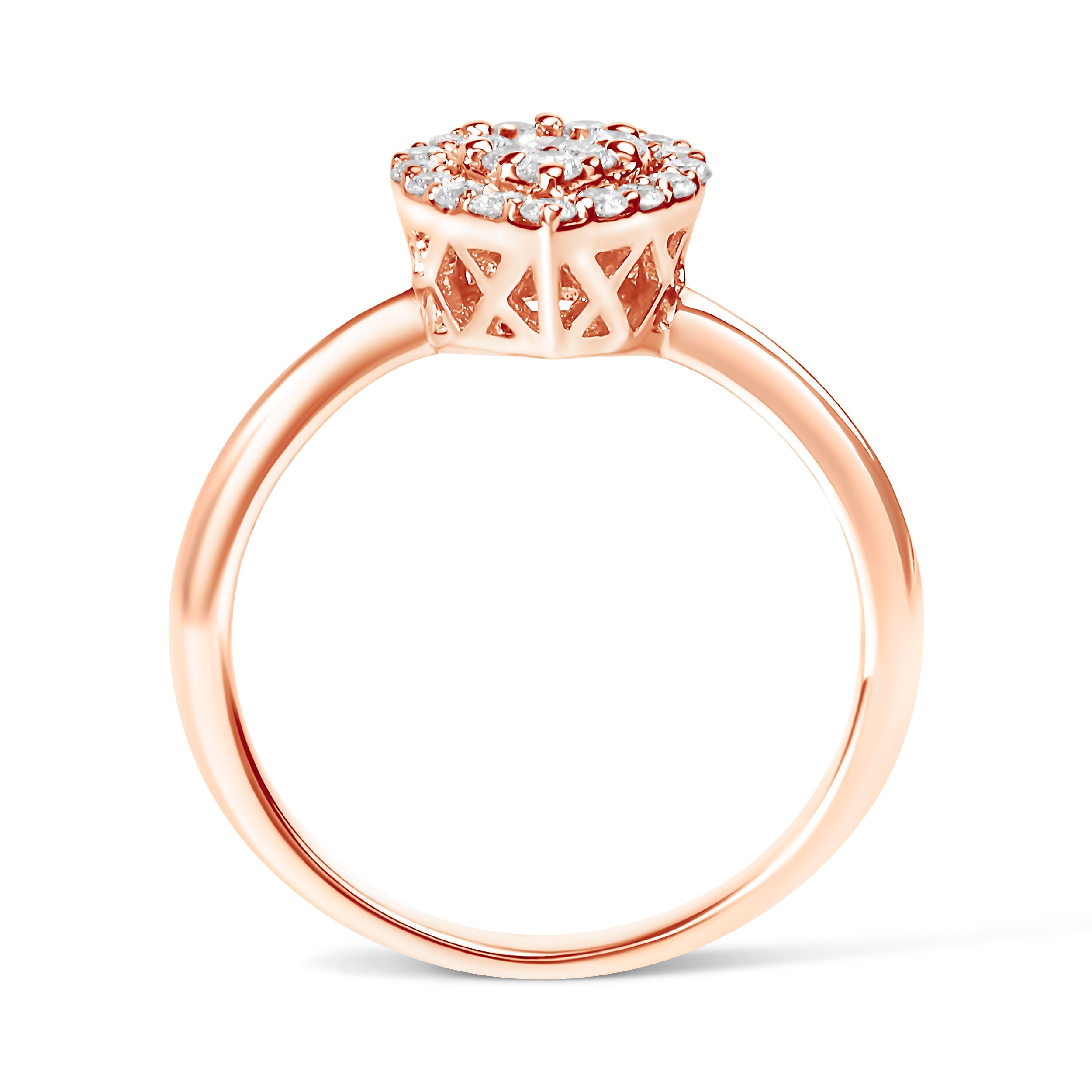 10K Rose Gold 3/8 Cttw Round-Cut Diamond Pear Promise Ring I-J Color, I2-I3 Clarity - Size 7 on sale at MyriadMart