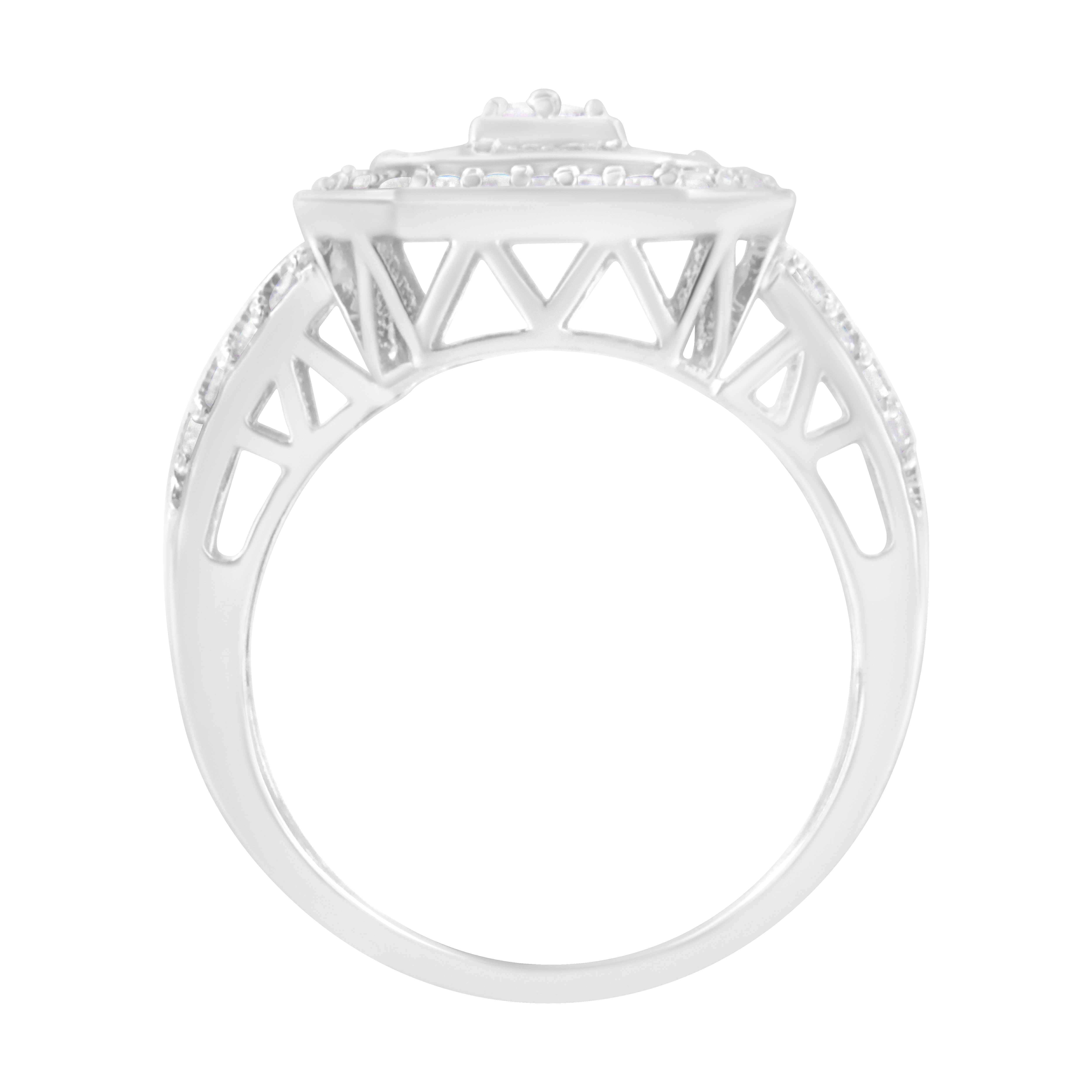 .925 Sterling Silver Round and Baguette Diamond Cathedral Ring 0.75 Cttw, H-I Color, I2-I3 Clarity - Size 7 on sale at MyriadMart