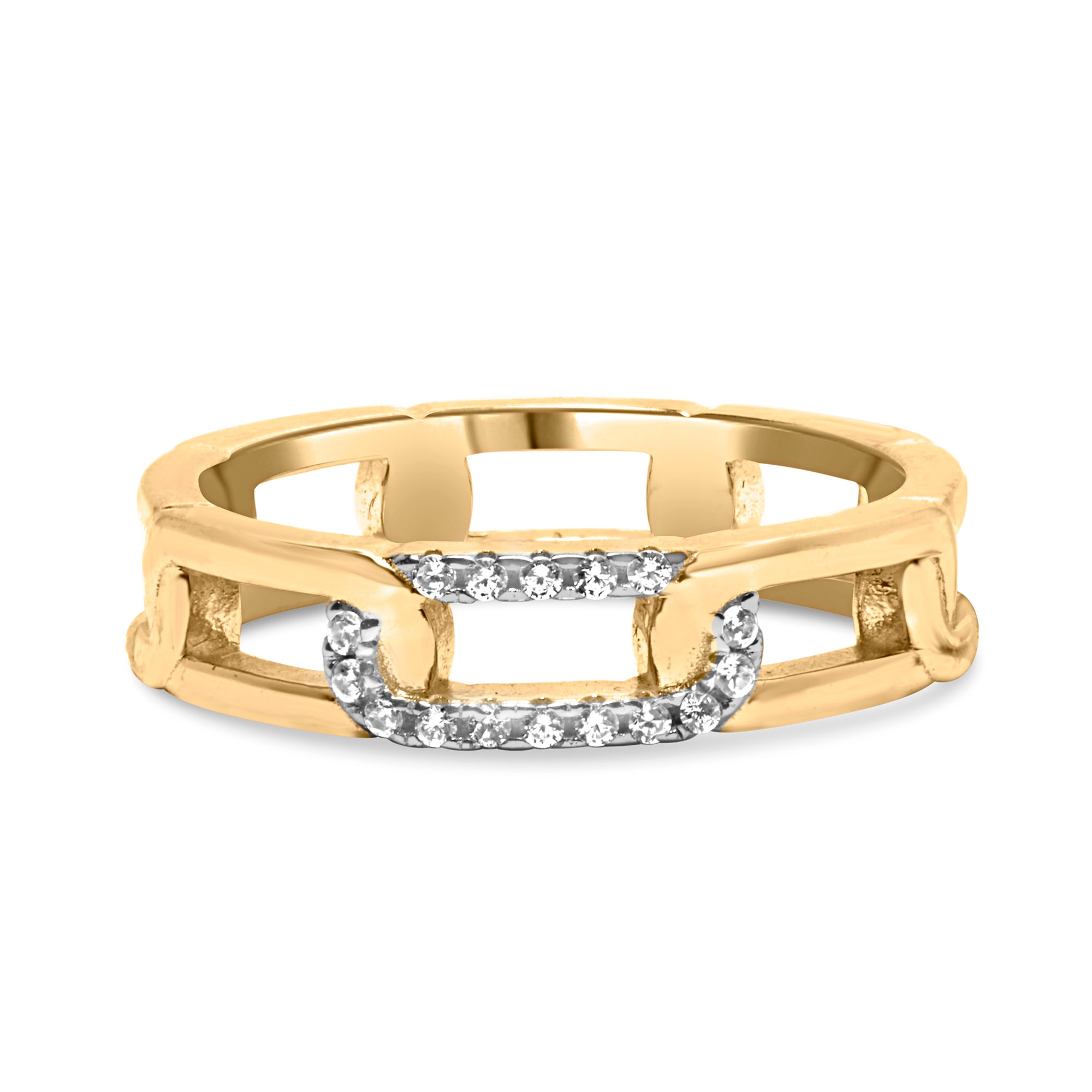 10K Yellow Gold Diamond Accent Paperclip Band Ring I-J Color, I2-I3 Clarity - Size 7 on sale at MyriadMart