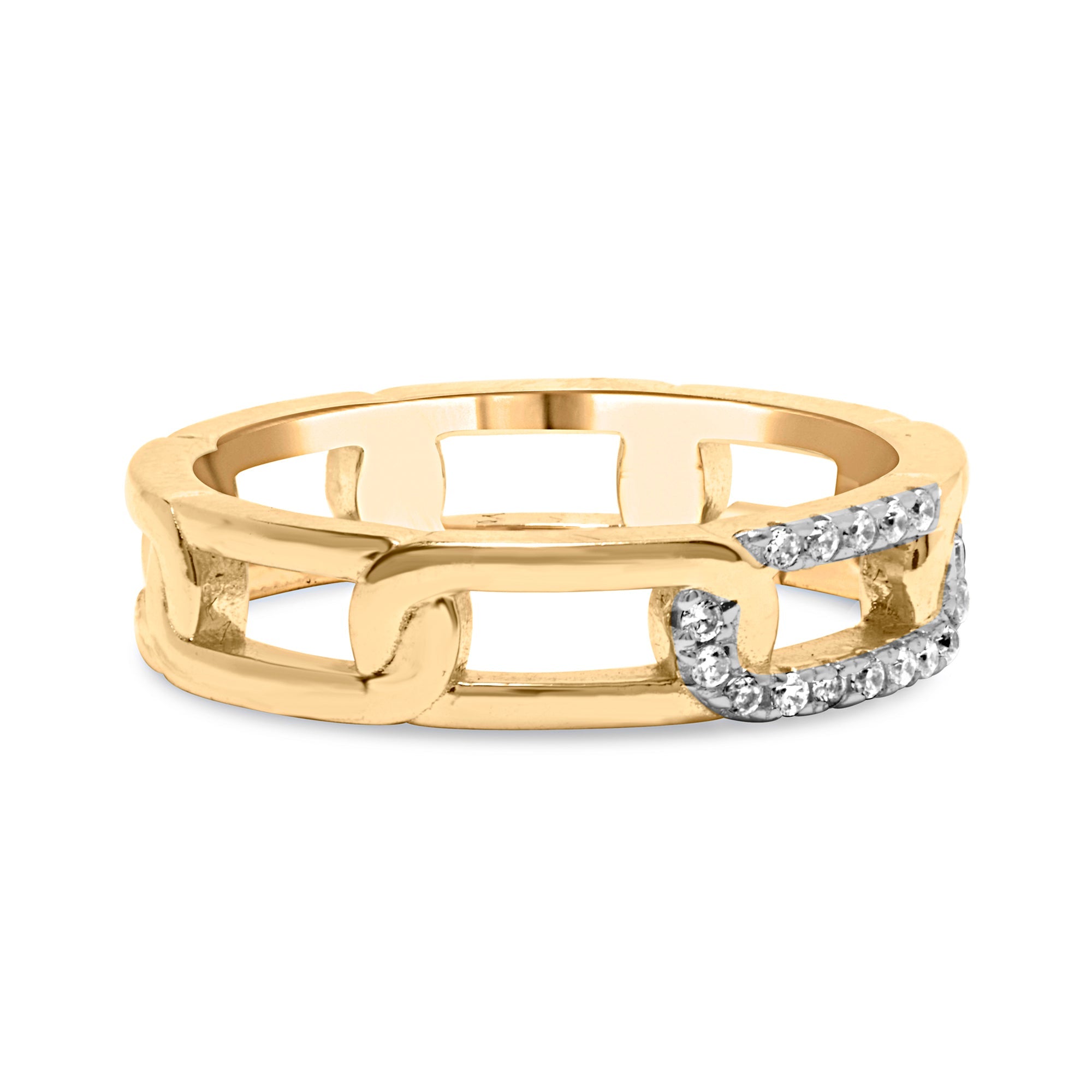 10K Yellow Gold Diamond Accent Paperclip Band Ring I-J Color, I2-I3 Clarity - Size 7 on sale at MyriadMart