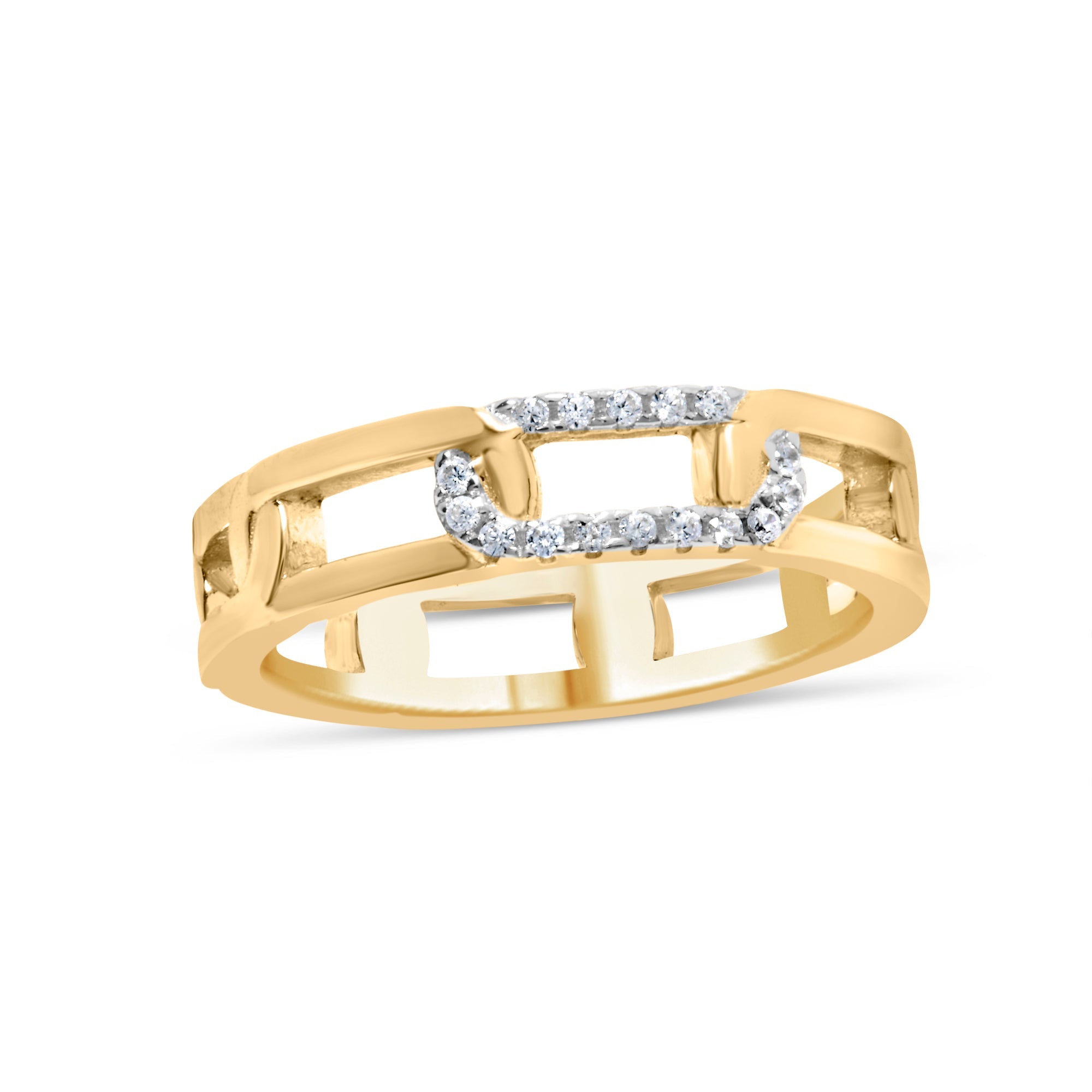 10K Yellow Gold Diamond Accent Paperclip Band Ring I-J Color, I2-I3 Clarity - Size 7 on sale at MyriadMart