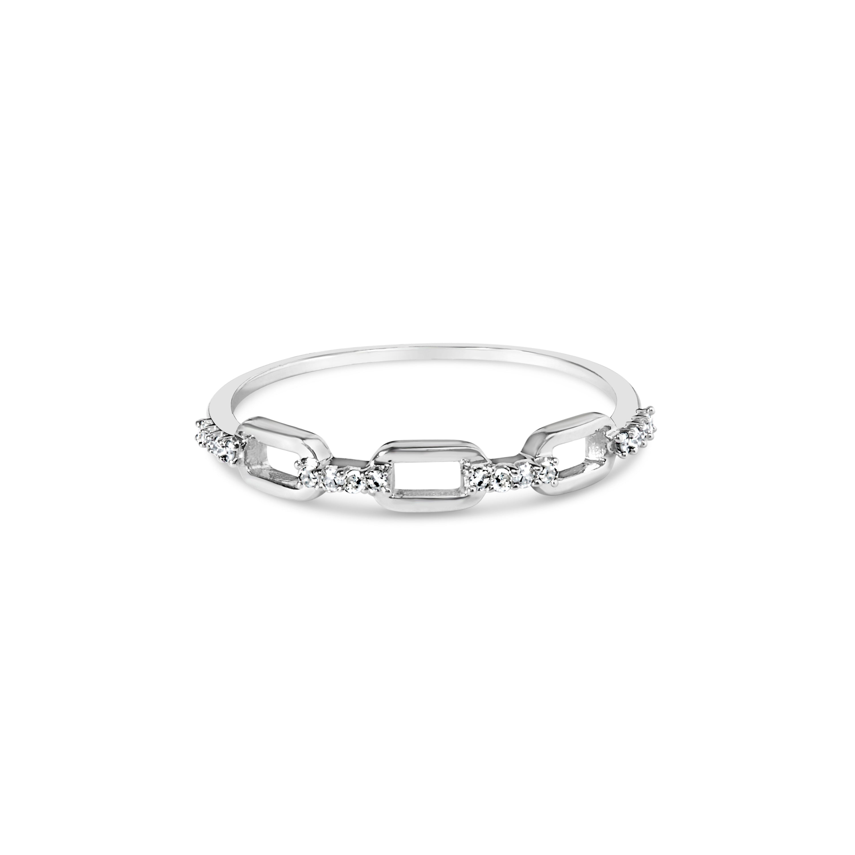.925 Sterling Silver Diamond Accent Paperclip Band Ring I-J Color, I2-I3 Clarity - Ring Size 6 on sale at MyriadMart