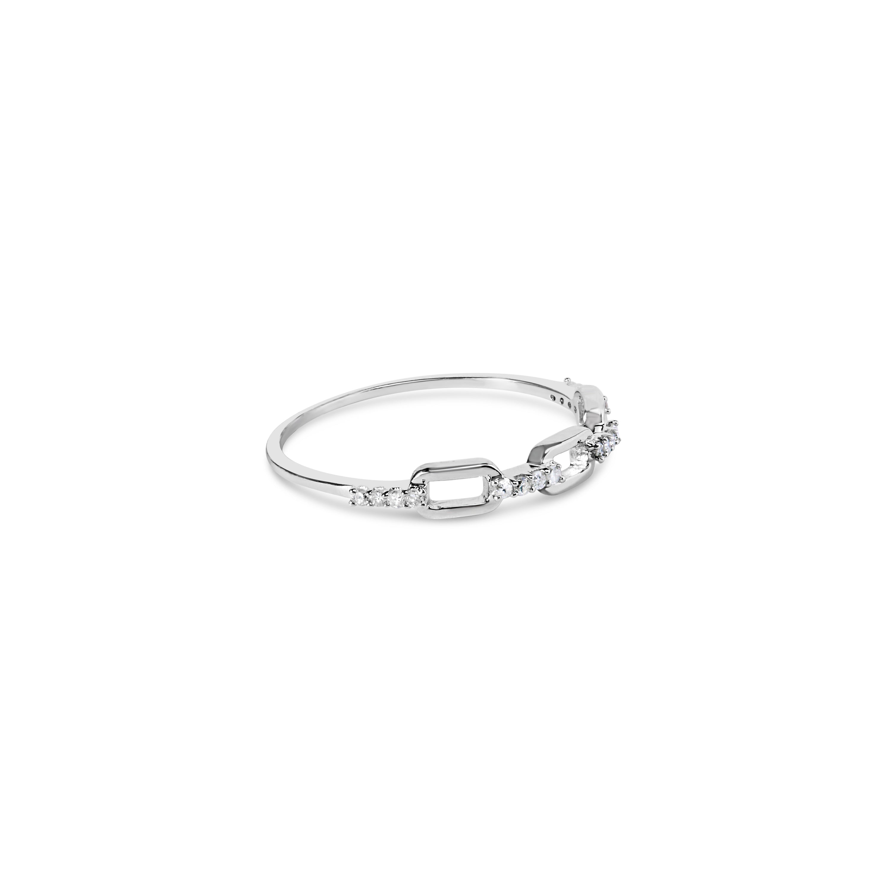 .925 Sterling Silver Diamond Accent Paperclip Band Ring I-J Color, I2-I3 Clarity - Ring Size 6 on sale at MyriadMart