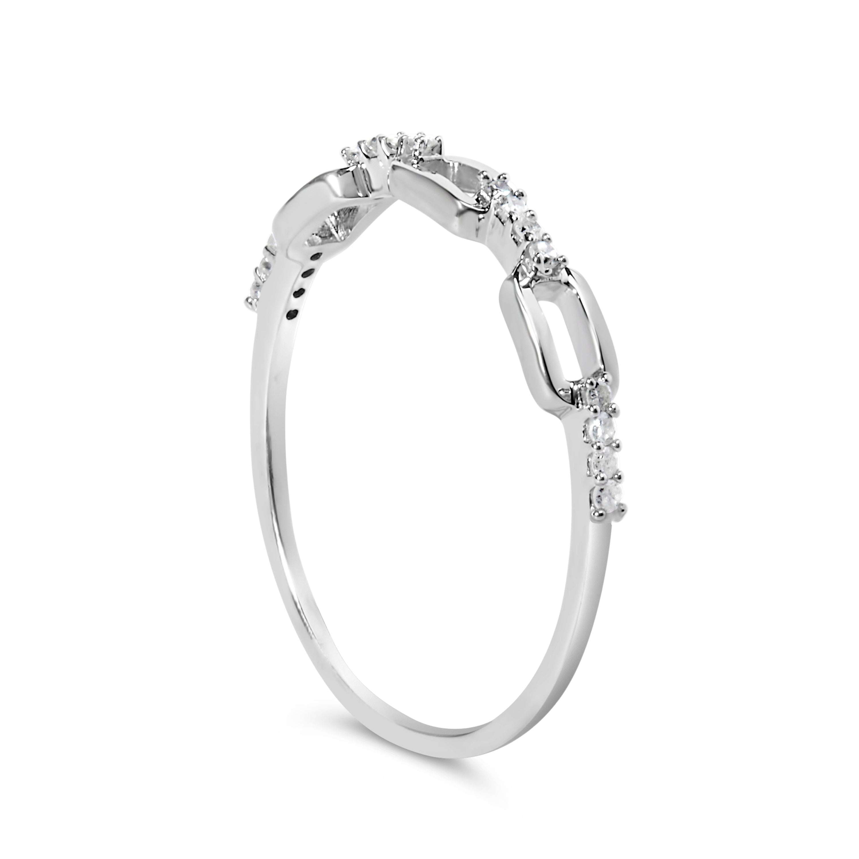 .925 Sterling Silver Diamond Accent Paperclip Band Ring I-J Color, I2-I3 Clarity - Ring Size 6 on sale at MyriadMart