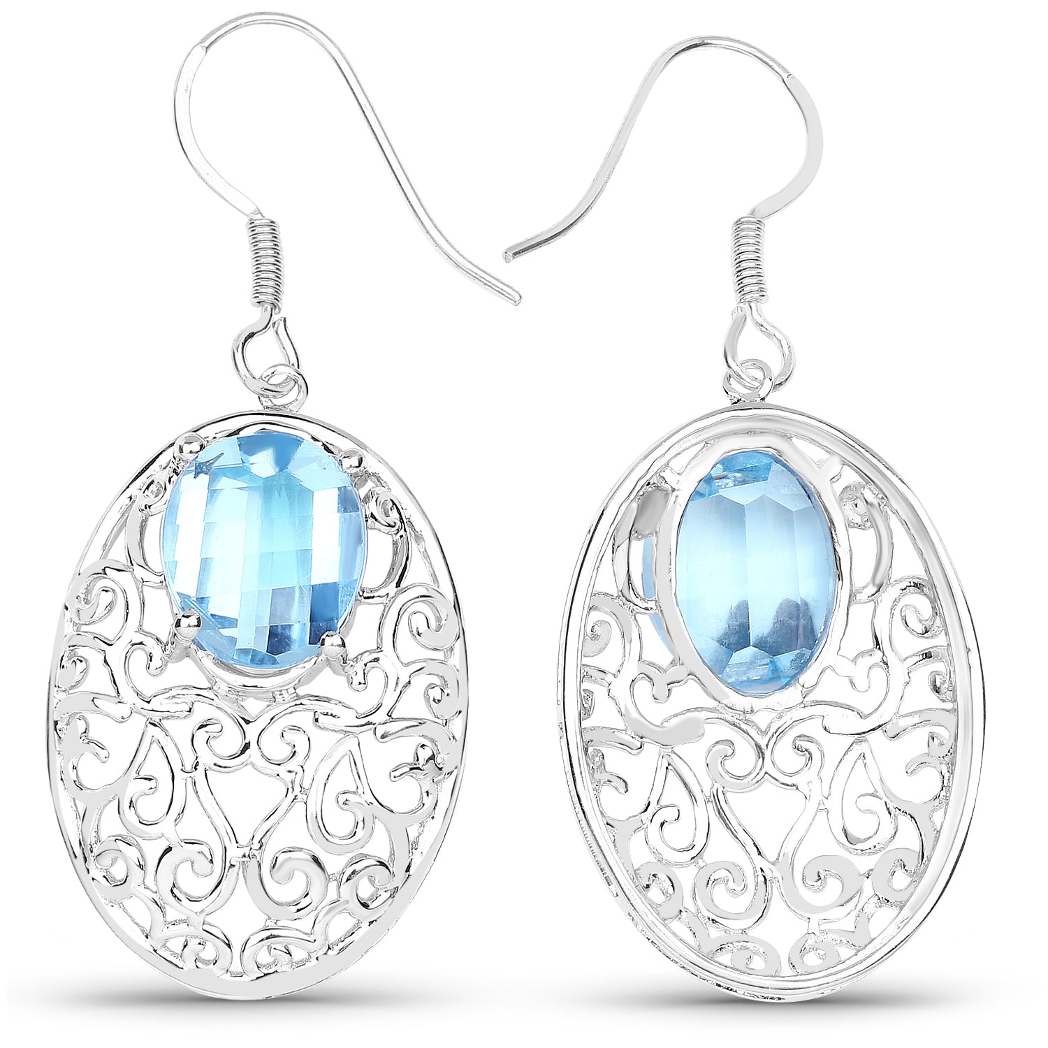 10.72 Carat Genuine Blue Topaz .925 Sterling Silver Earrings on sale at MyriadMart