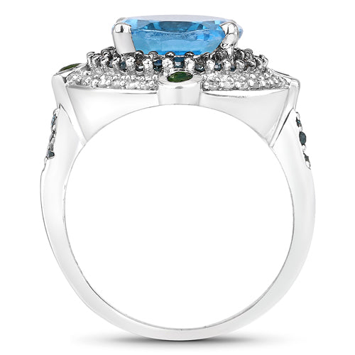 5.84 Carat Genuine Multi Stones .925 Sterling Silver Ring on sale at MyriadMart