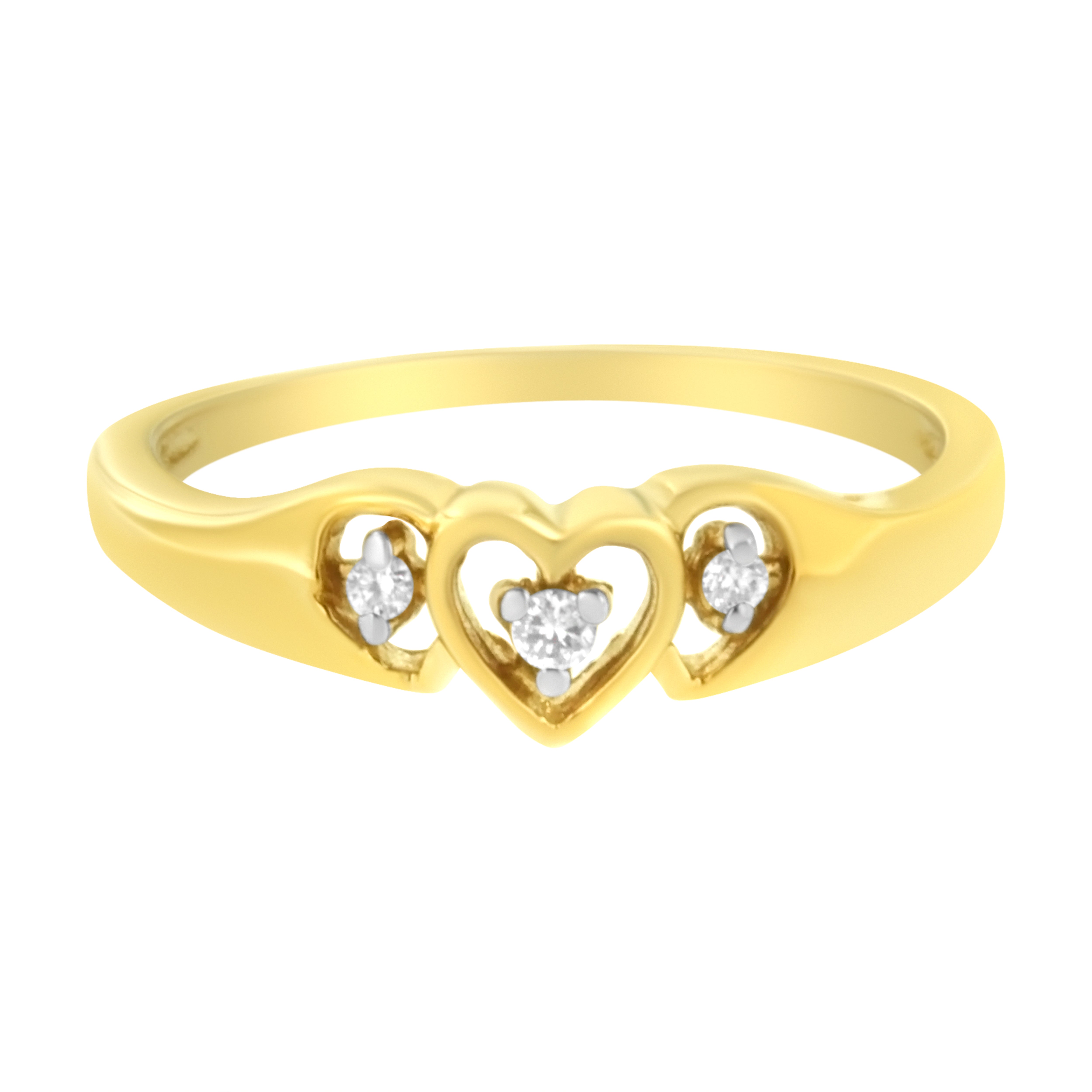 10KT Yellow Gold 1/20 cttw Diamond Triple Heart Diamond Ring K-L, I1-I2 - Size 7 on sale at MyriadMart