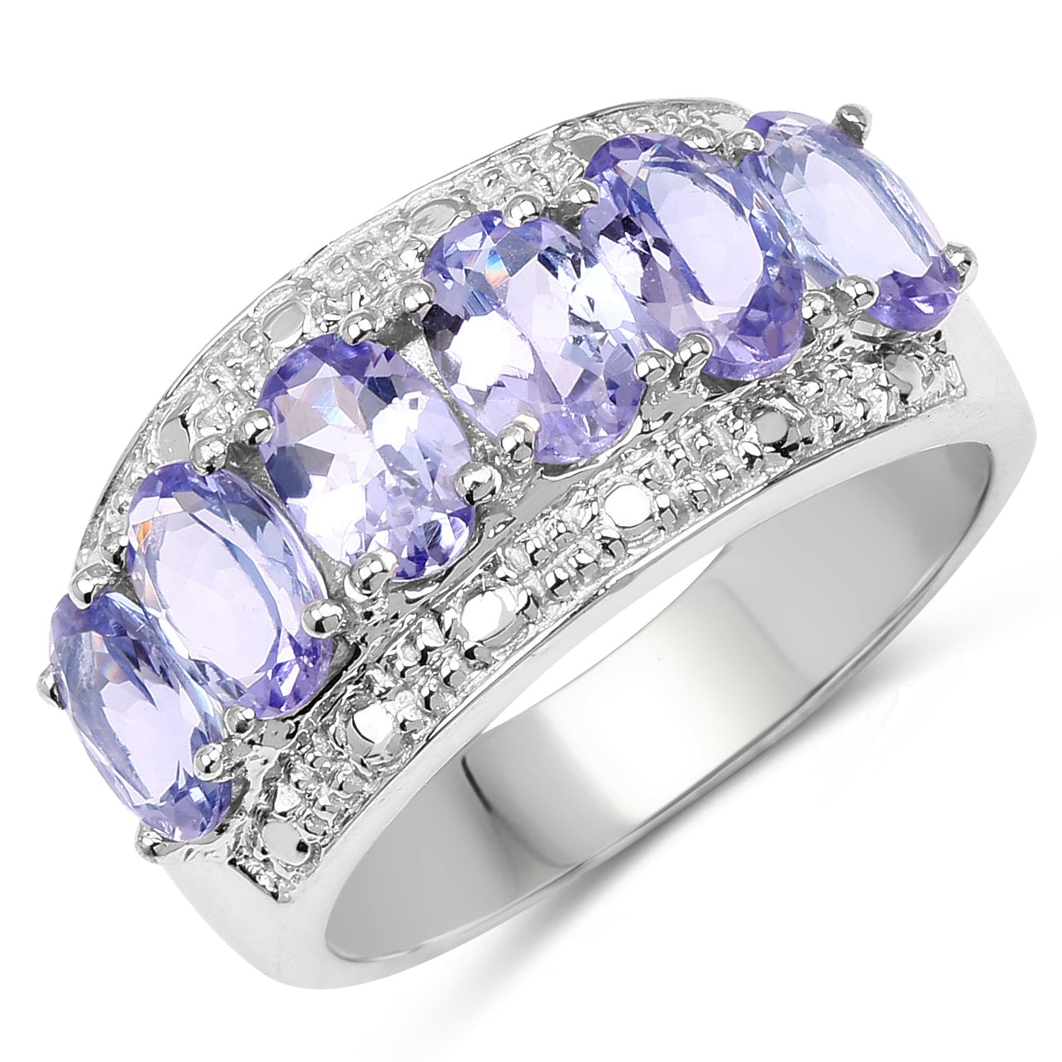 2.64 Carat Genuine Tanzanite .925 Sterling Silver Ring on sale at MyriadMart
