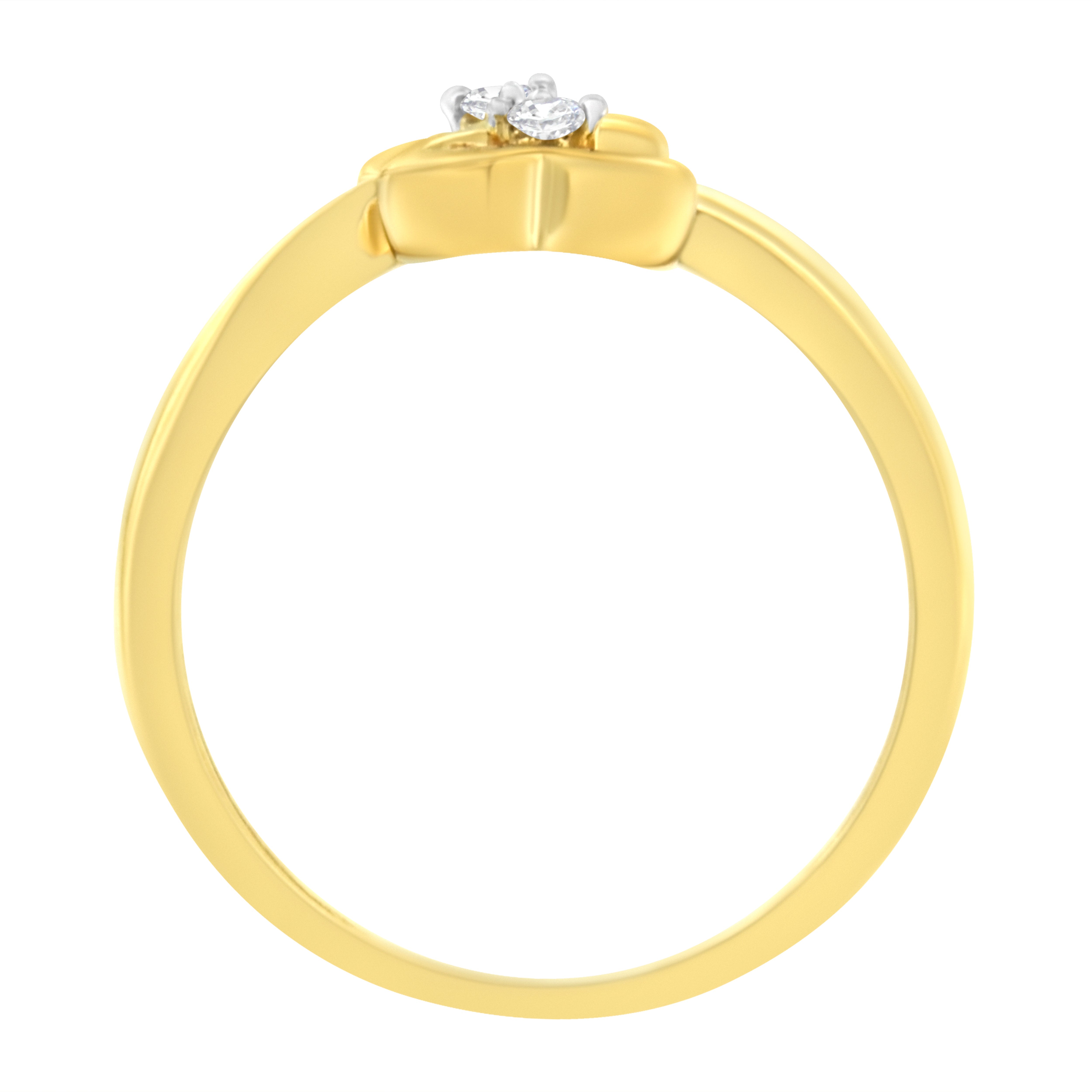 14KT Yellow Gold 1/20 ctw. Dual Heart Diamond Ring K-L, I1-I2 - Size 7 on sale at MyriadMart