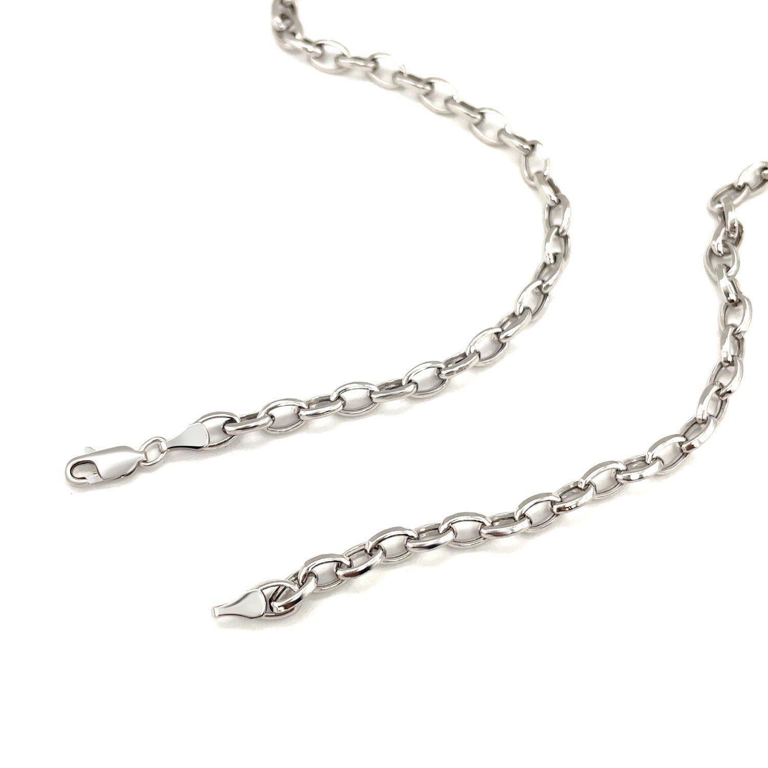 4.6mm 14k White Gold Oval Rolo Chain on sale at MyriadMart
