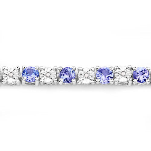 5.44 Carat Genuine Tanzanite and White Diamond .925 Sterling Silver Bracelet on sale at MyriadMart