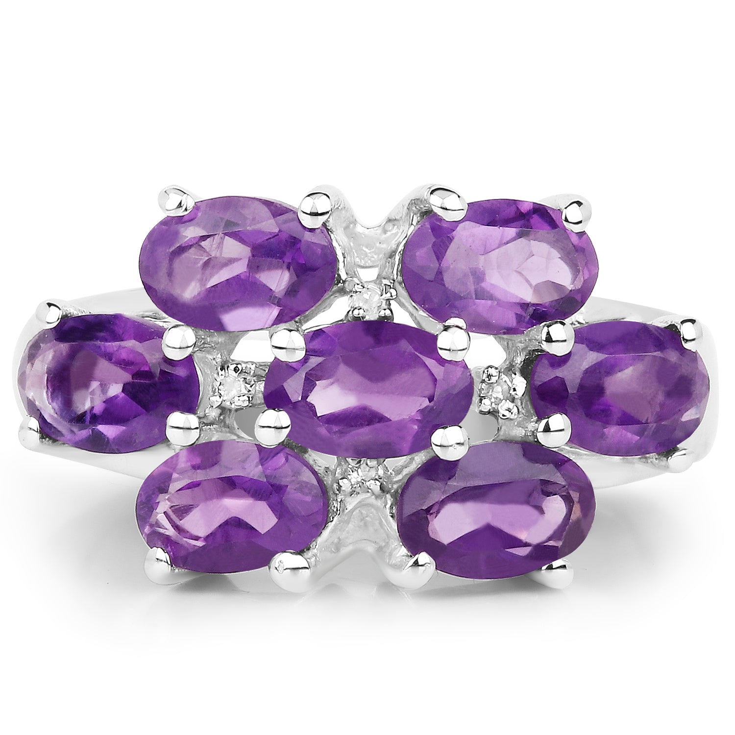 3.05 Carat Genuine Amethyst and White Topaz .925 Sterling Silver Ring on sale at MyriadMart