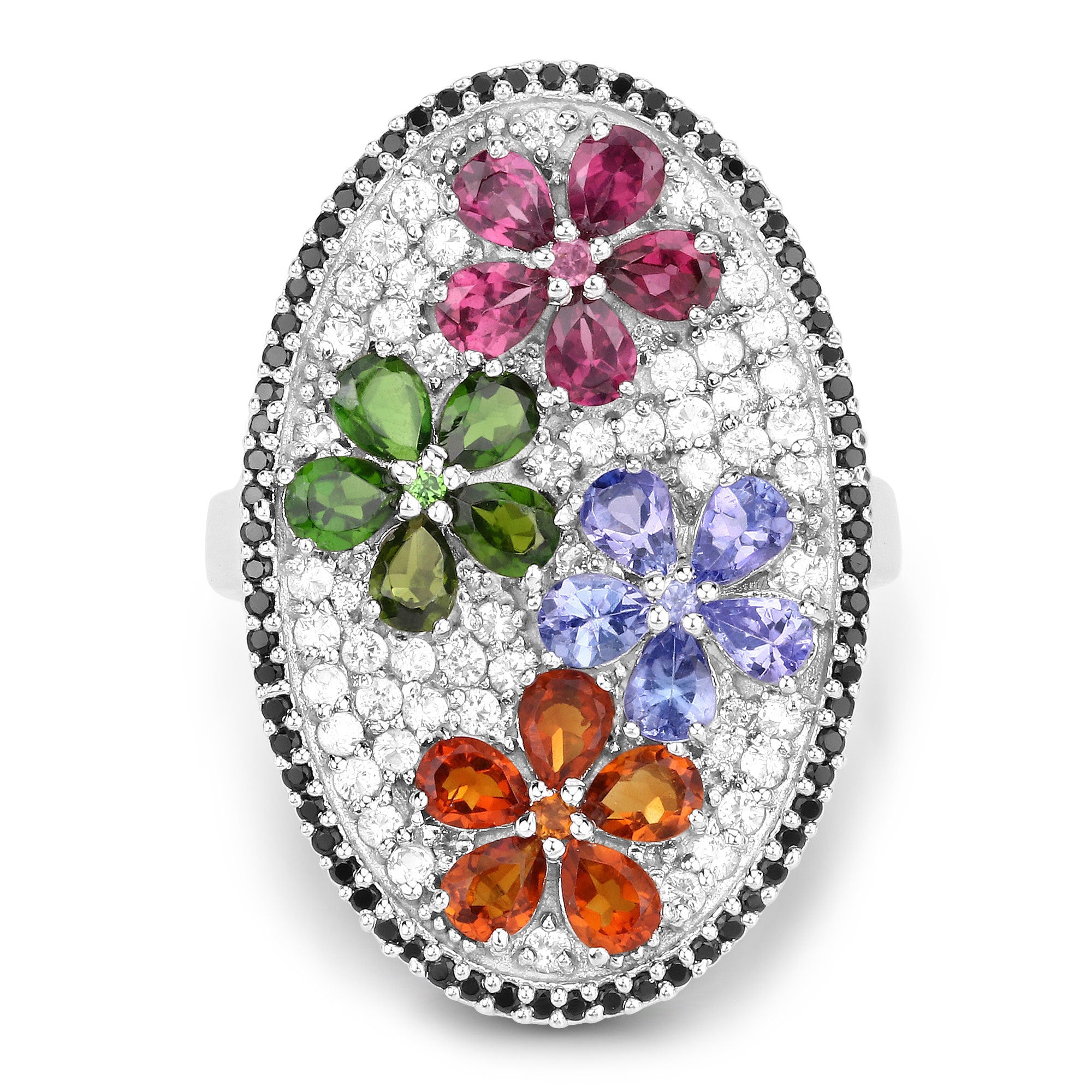 5.01 Carat Genuine Multi Stones .925 Sterling Silver Ring on sale at MyriadMart