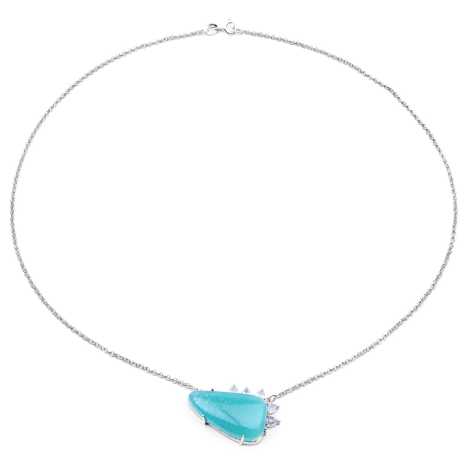 13.41 Carat Genuine Amazonite And White Topaz .925 Sterling Silver Pendant on sale at MyriadMart