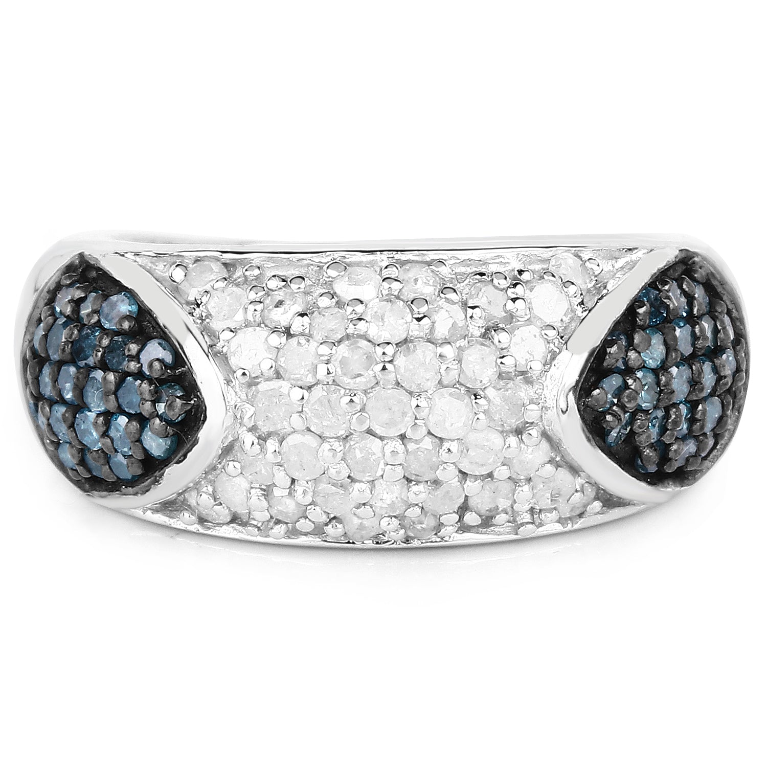 0.94 Carat Genuine Blue Diamond and White Diamond .925 Sterling Silver Ring on sale at MyriadMart