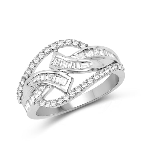 0.72 Carat Genuine White Diamond 14K White Gold Ring E-F-G Color, VS-SI Clarity on sale at MyriadMart