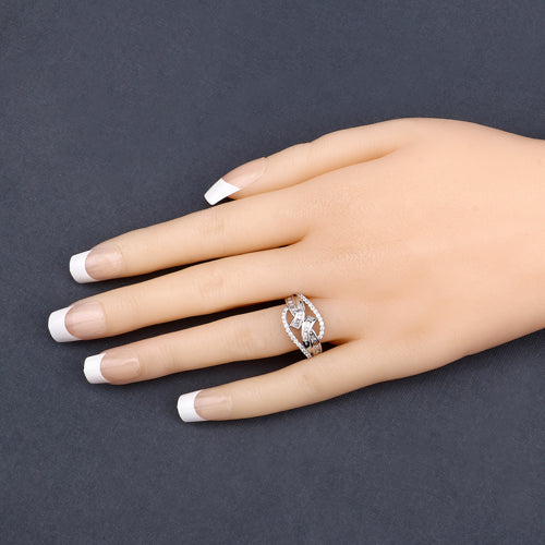 0.72 Carat Genuine White Diamond 14K White Gold Ring E-F-G Color, VS-SI Clarity on sale at MyriadMart