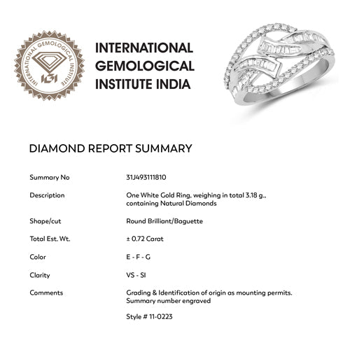 0.72 Carat Genuine White Diamond 14K White Gold Ring E-F-G Color, VS-SI Clarity on sale at MyriadMart