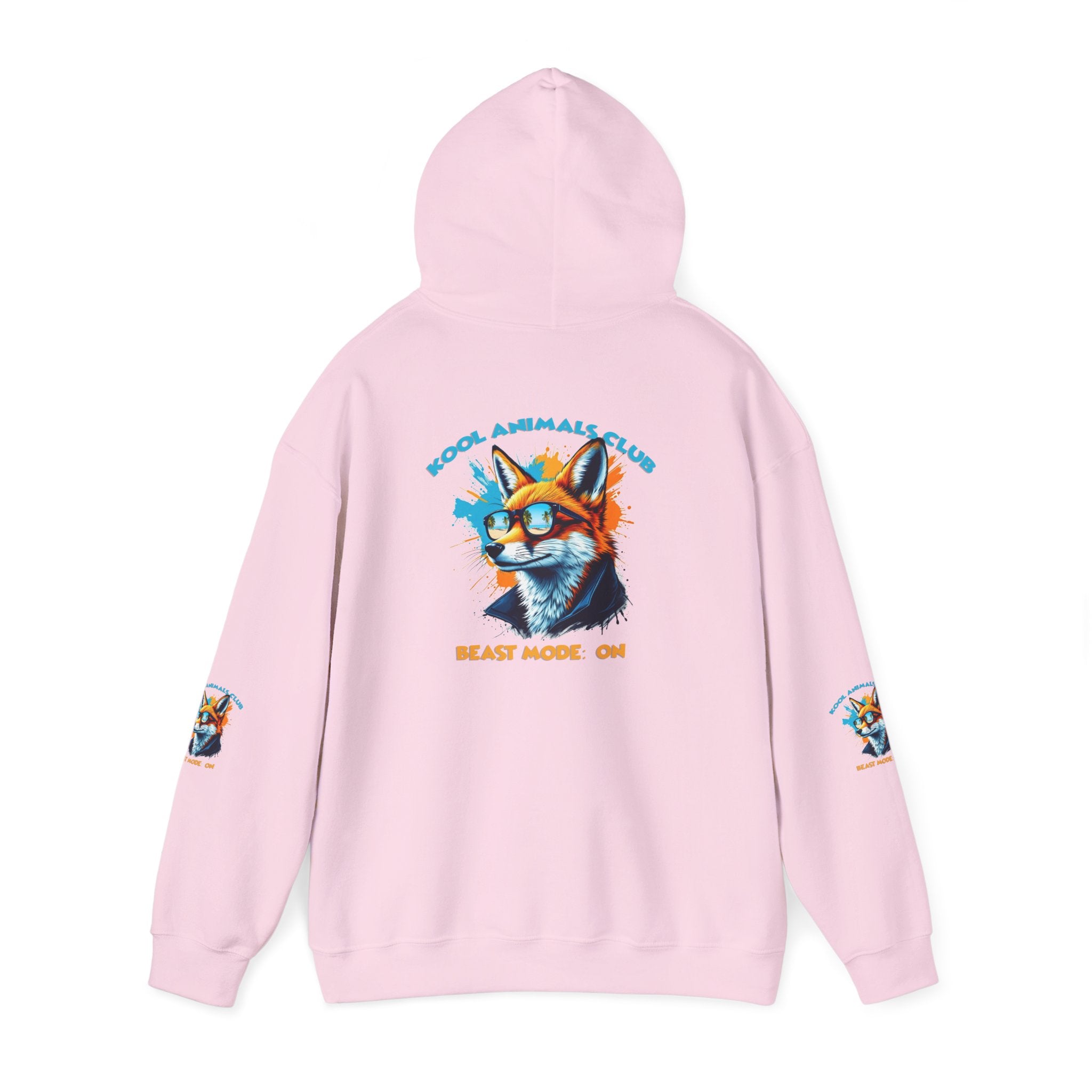 Kool Animals Club Hoodie with Cool Fox in Sunglasses and ‘Beast Mode On’ Design, Unisex Sweatshirt for Animal Lovers, Casual Streetwear, Perfect Gift for Holidays on sale at MyriadMart