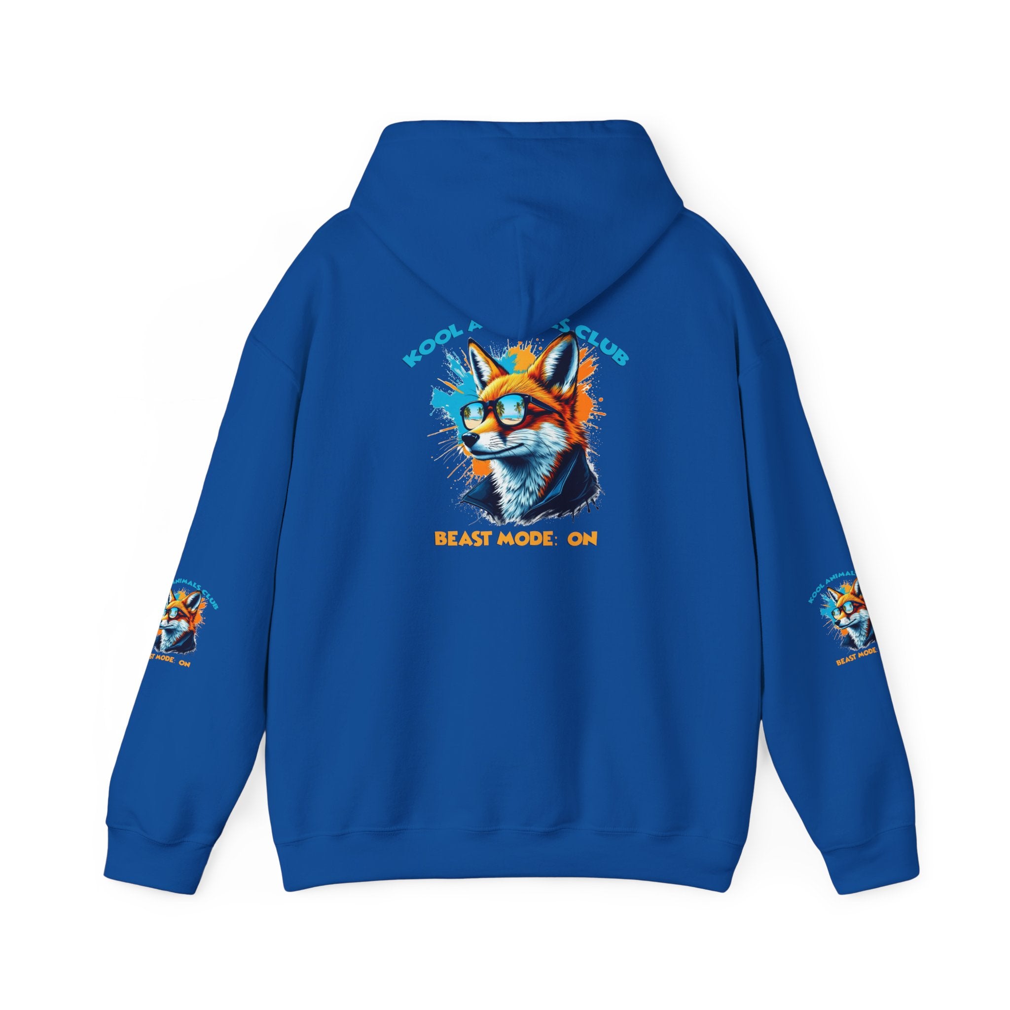 Kool Animals Club Hoodie with Cool Fox in Sunglasses and ‘Beast Mode On’ Design, Unisex Sweatshirt for Animal Lovers, Casual Streetwear, Perfect Gift for Holidays on sale at MyriadMart