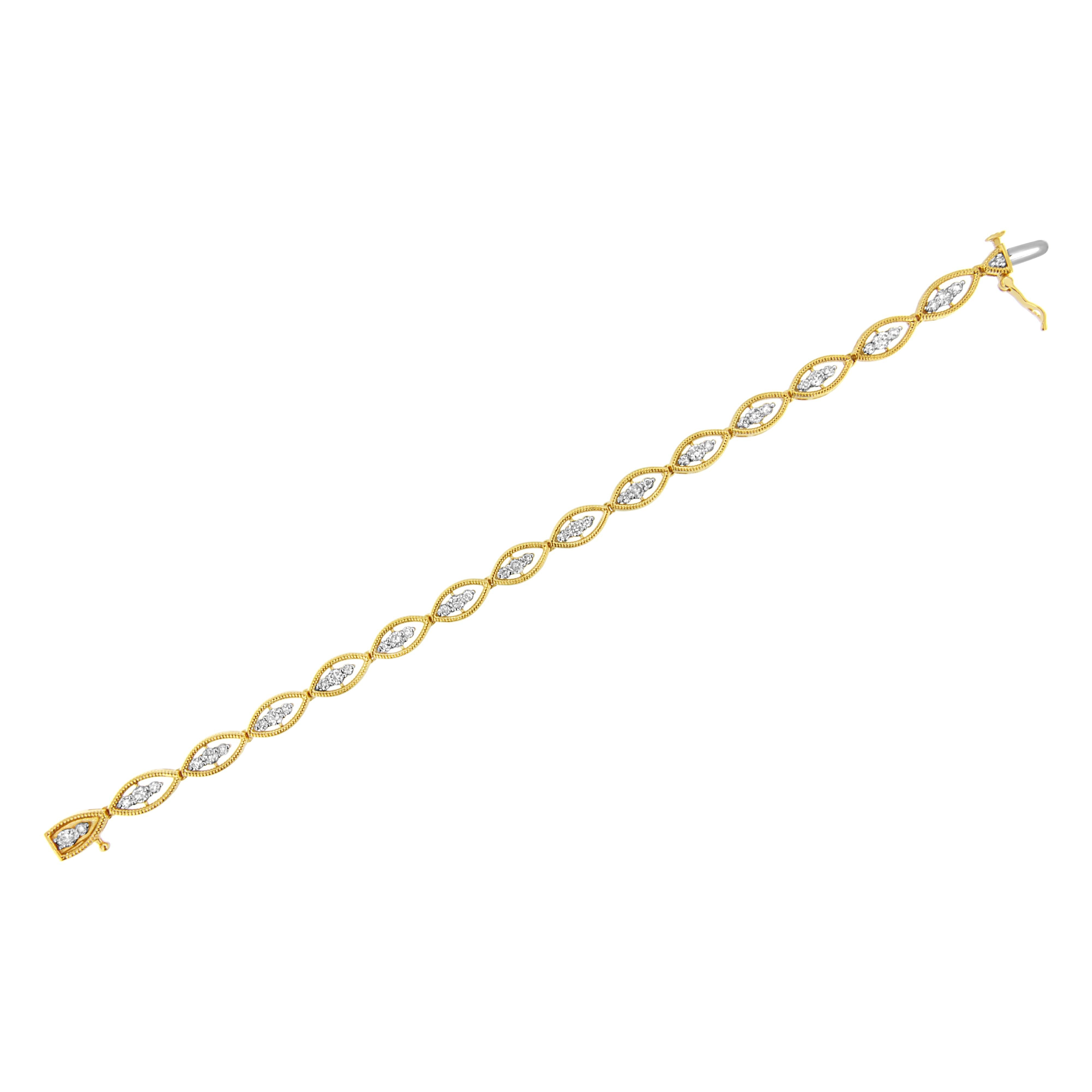 10K Yellow Gold Plated .925 Sterling Silver 1 cttw Prong Set Round-Cut Diamond Link Bracelet J-K Color, I1-I2 Clarity - 7.25" on sale at MyriadMart