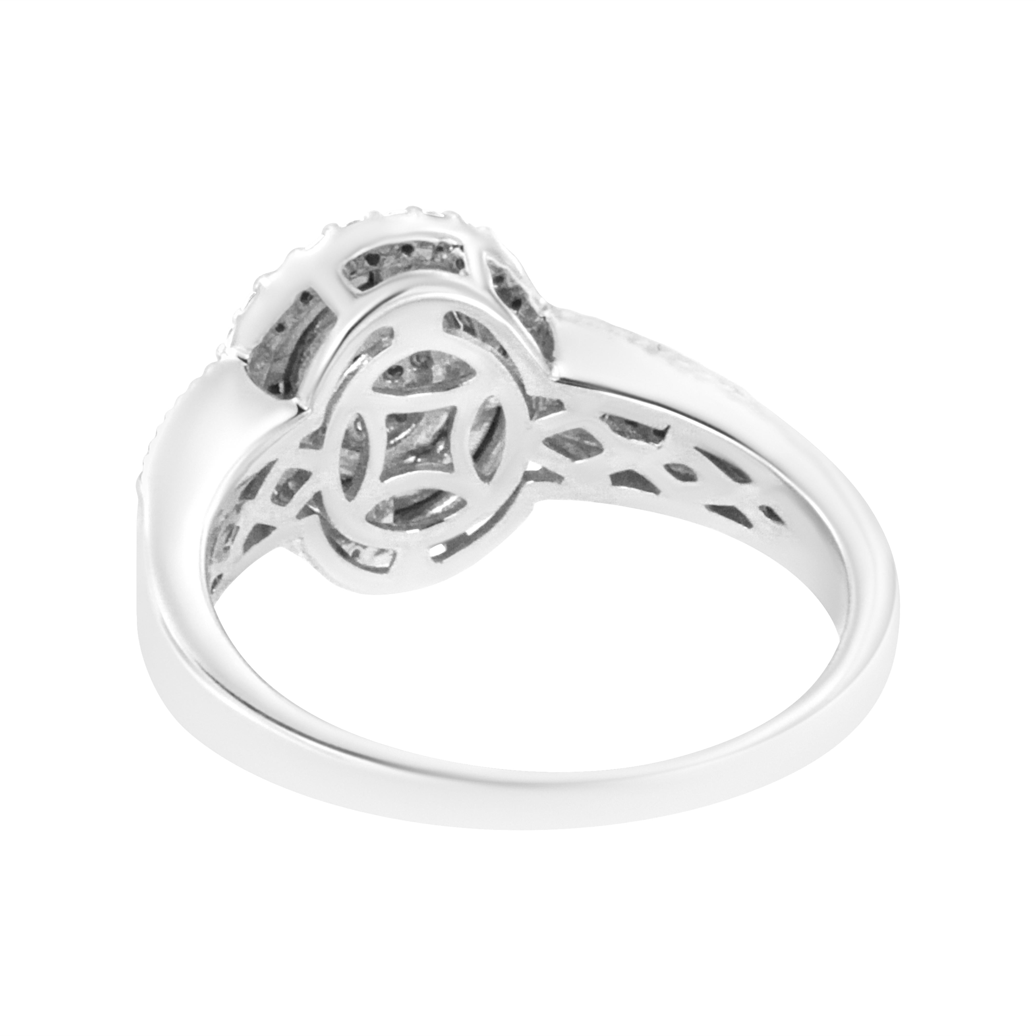 .925 Sterling Silver 1/3 Cttw Pave Set Round-Cut Diamond Braided Halo Cocktail Ring I-J Color, I2-I3 Clarity - Size 7 on sale at MyriadMart