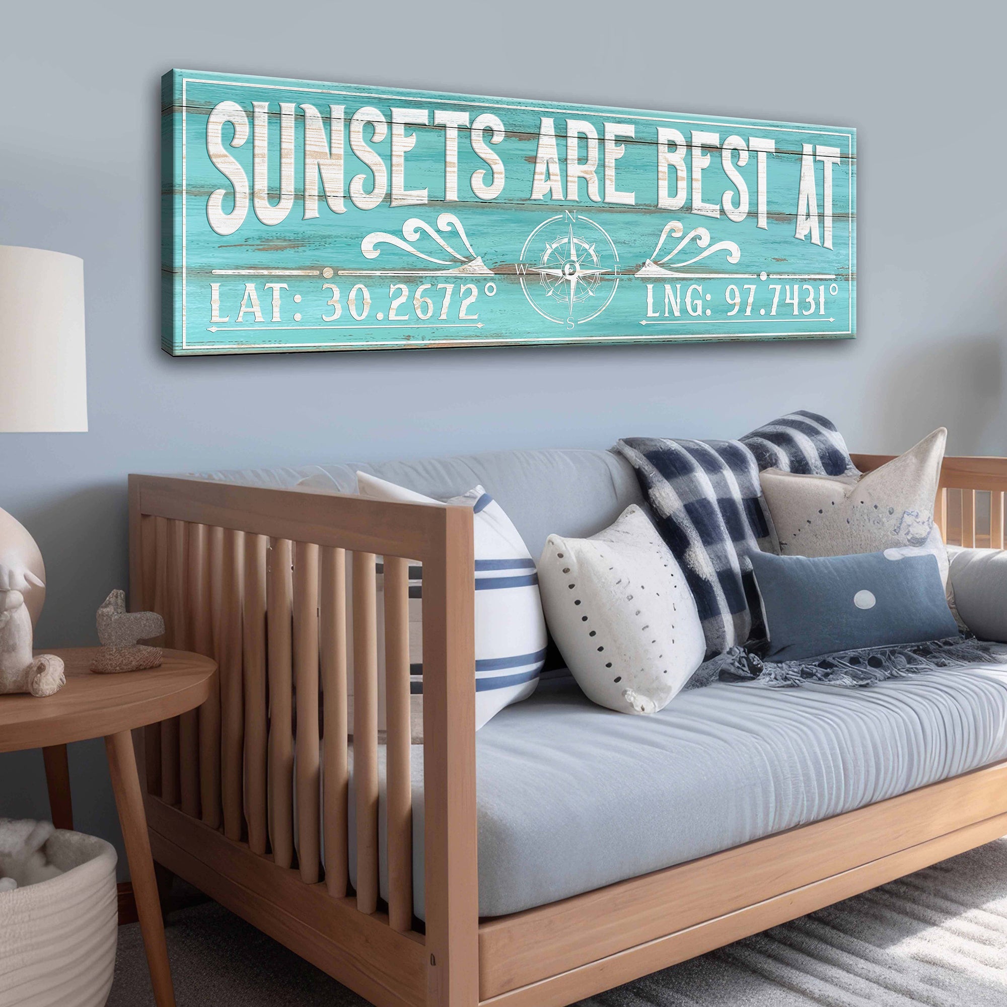 Sunsets Are Best At Coordinates Sign III on sale at MyriadMart