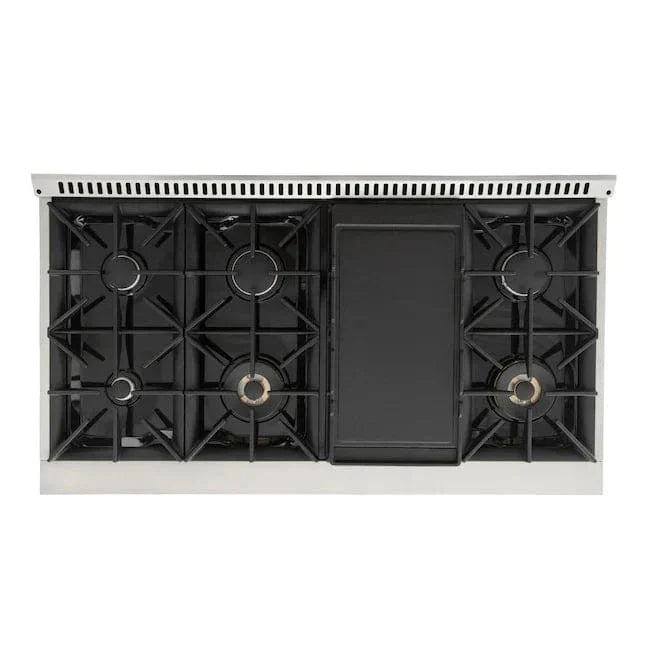 Kucht 48" Gas Range in Stainless Steel with Light Blue Oven Doors, KNG481-LB on sale at MyriadMart