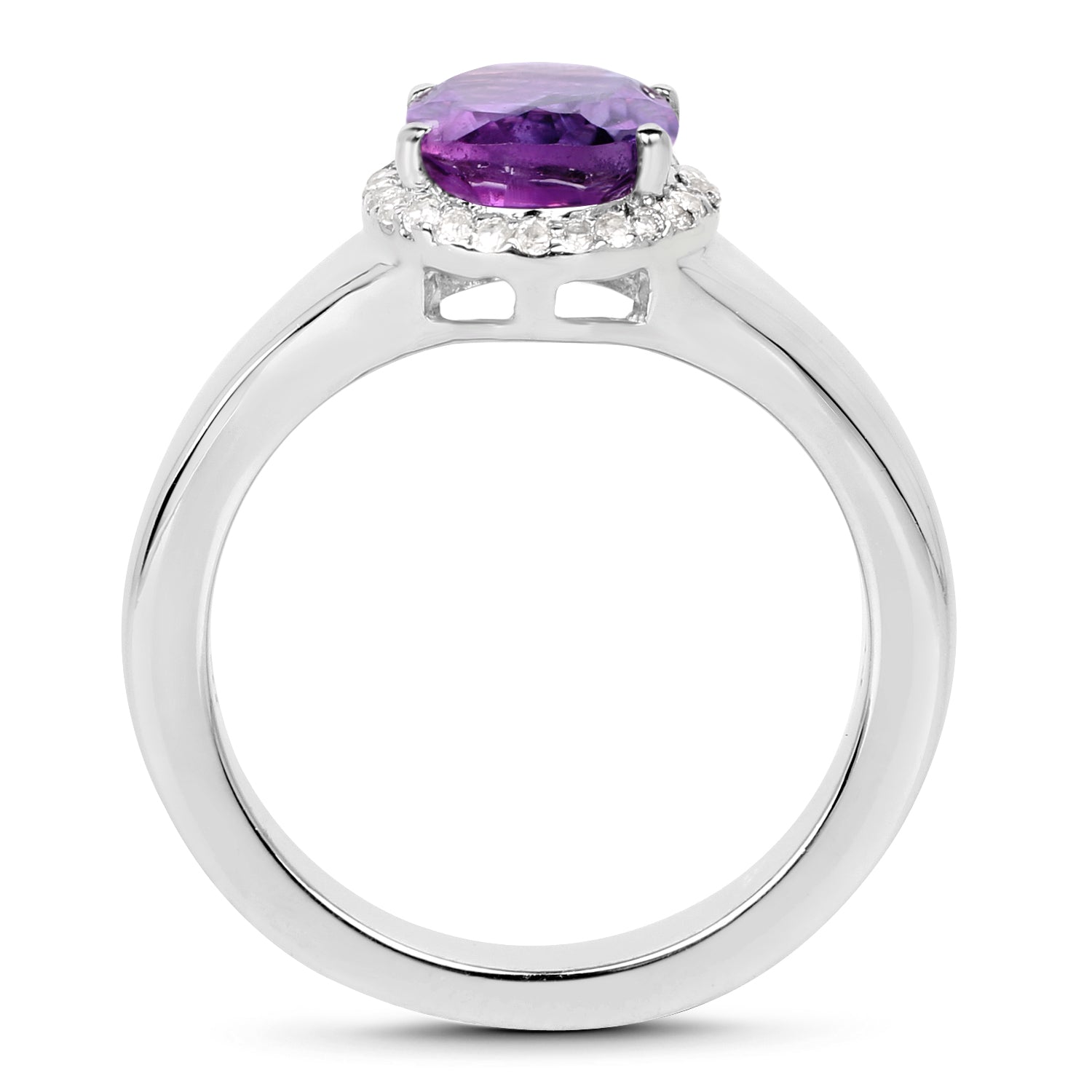1.73 Carat Genuine Amethyst and White Topaz .925 Sterling Silver Ring on sale at MyriadMart