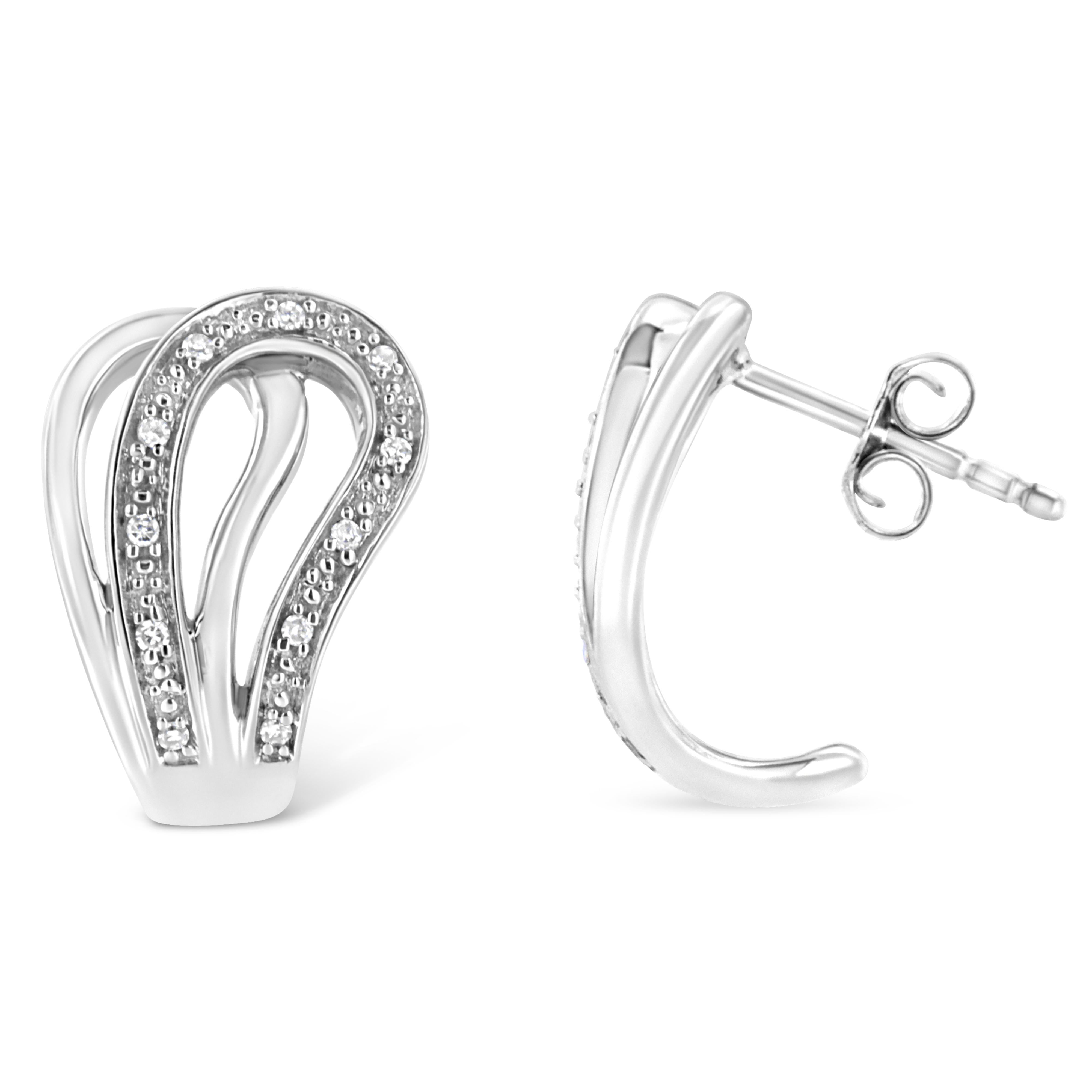 .925 Sterling Silver Pave-Set Diamond Accent Horseshoe Hoop Earring I-J Color, I1-I2 Clarity on sale at MyriadMart