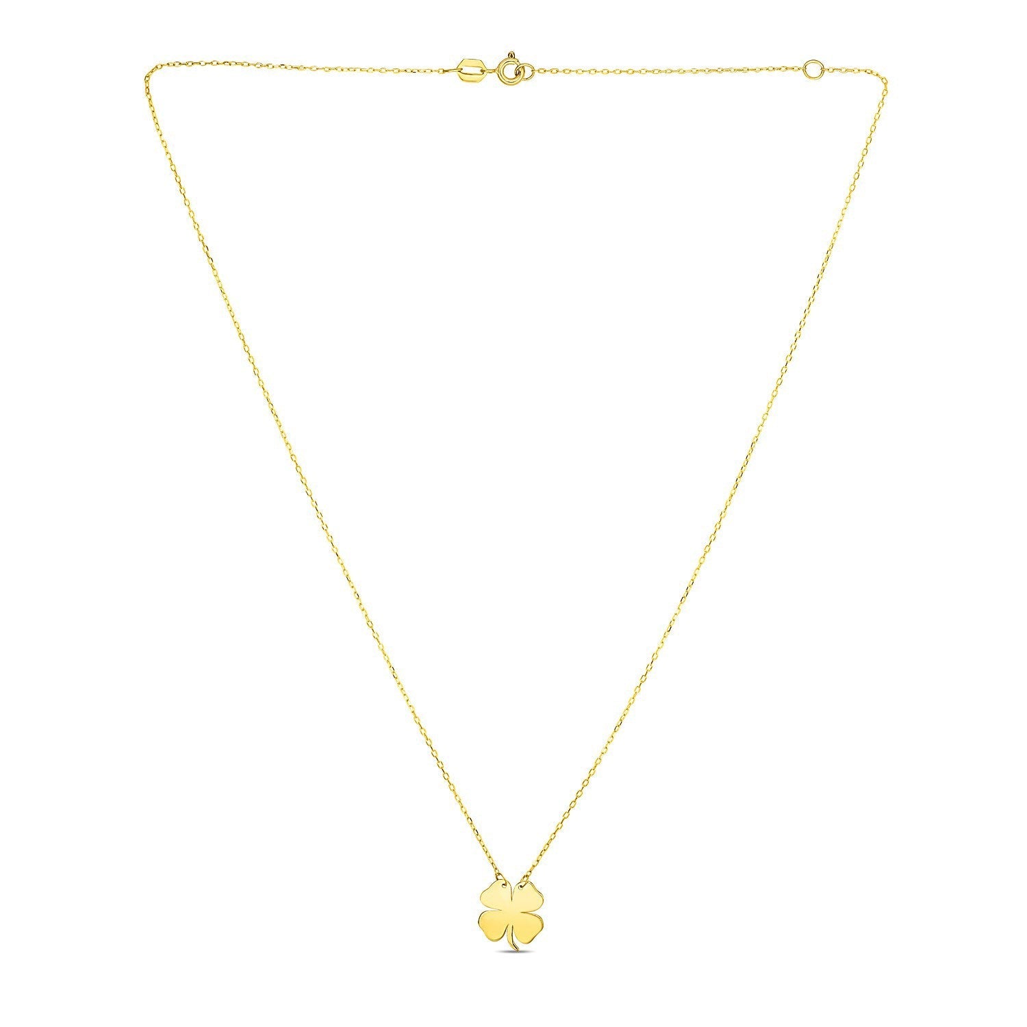 14K Yellow Gold Four Leaf Clover Necklace on sale at MyriadMart