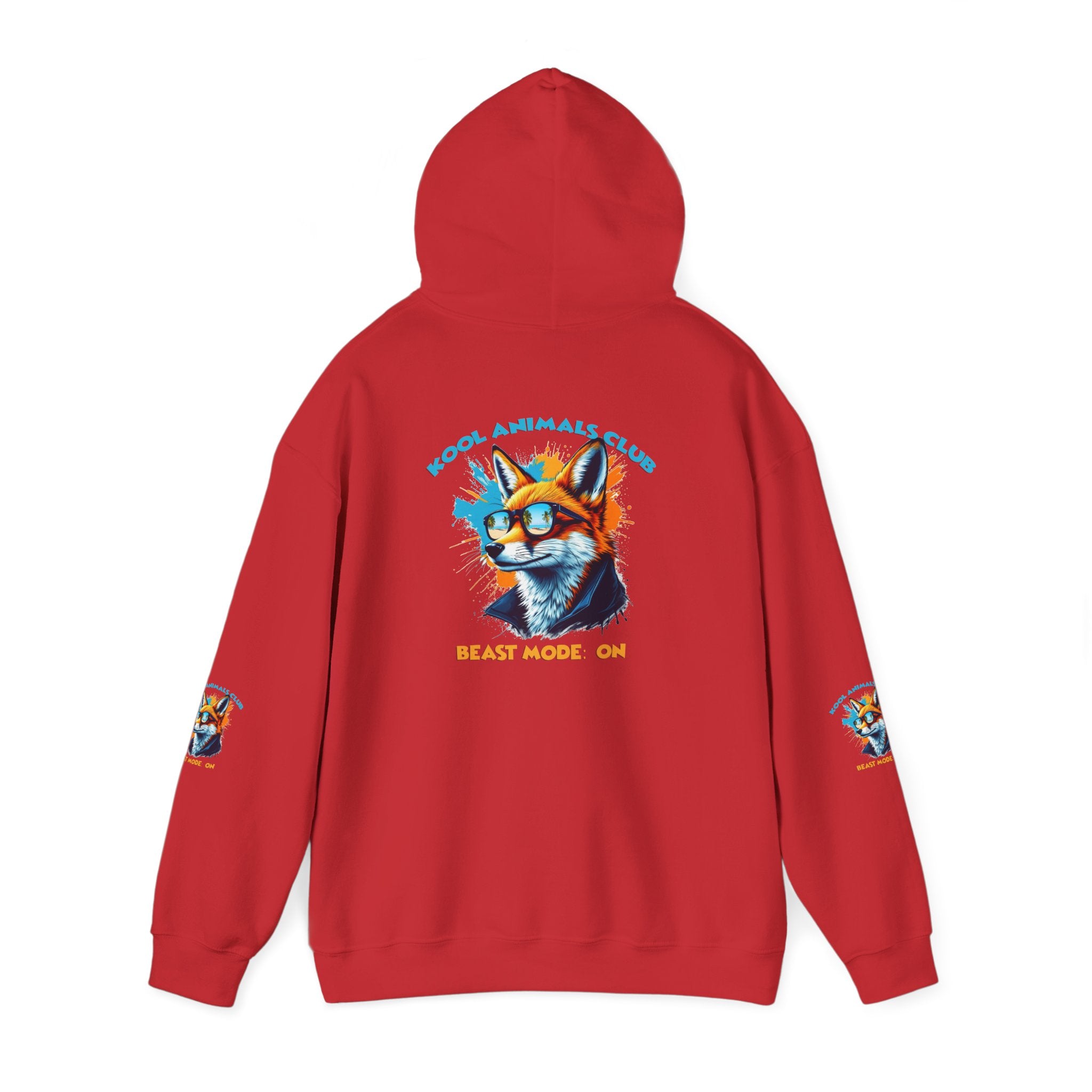 Kool Animals Club Hoodie with Cool Fox in Sunglasses and ‘Beast Mode On’ Design, Unisex Sweatshirt for Animal Lovers, Casual Streetwear, Perfect Gift for Holidays on sale at MyriadMart