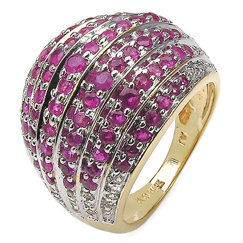 14K Yellow Gold Plated 2.94 Carat Genuine Ruby & White Topaz .925 Sterling Silver Ring on sale at MyriadMart