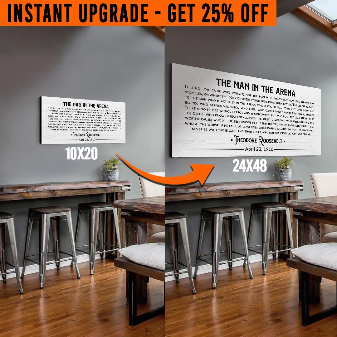 Upgrade Your 'The Man in the Arena' Style 1 Canvas To 24x48 Inches on sale at MyriadMart